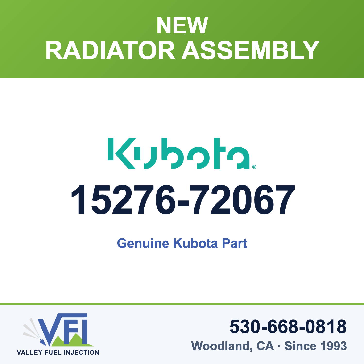 Genuine Kubota 15276-72067 Radiator Assembly
