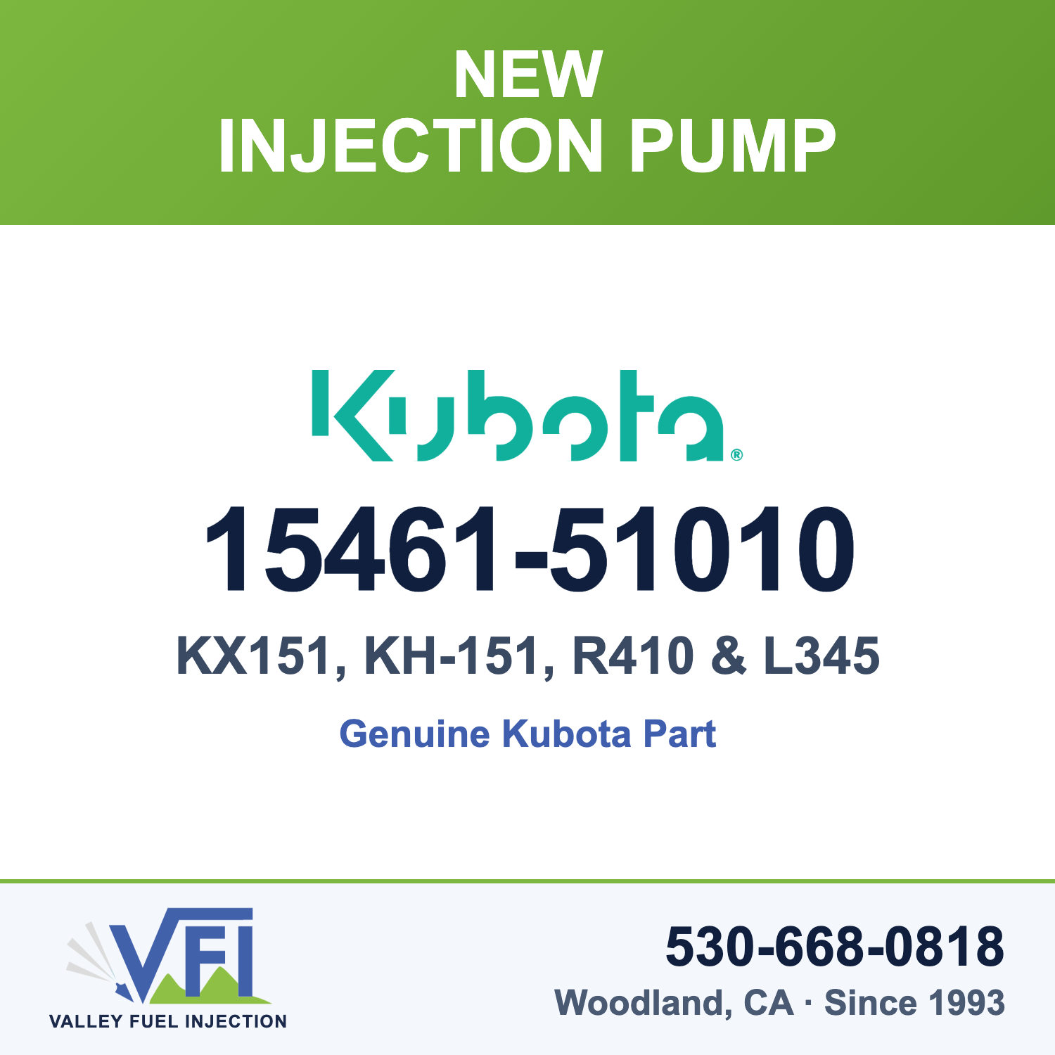 Kubota 15461-51010 Mechanical Injection Pump Assembly (4-cylinder) for Kubota L345