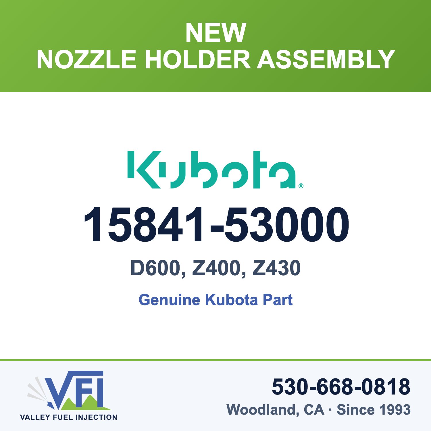Genuine Kubota 15841-53000 Nozzle Holder Assembly