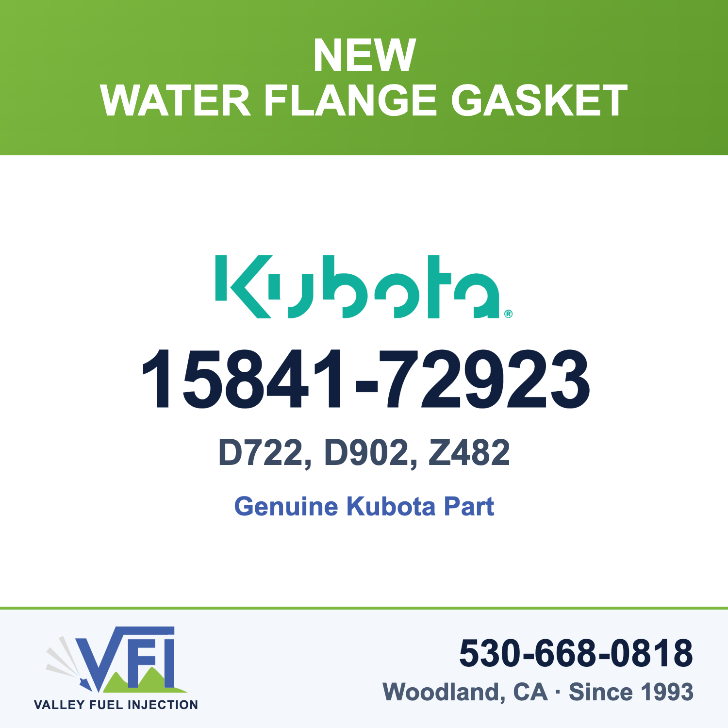 Genuine Kubota 15841-72923 Water Flange Gasket