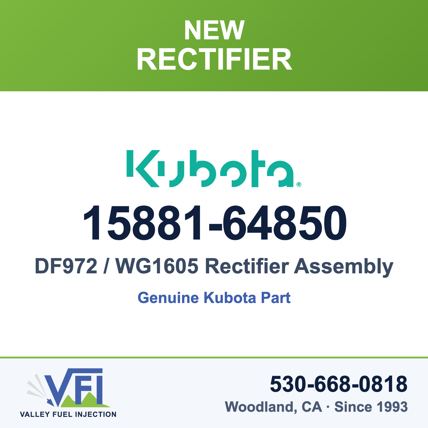 Kubota 15881-64850 Rectifier Assembly
