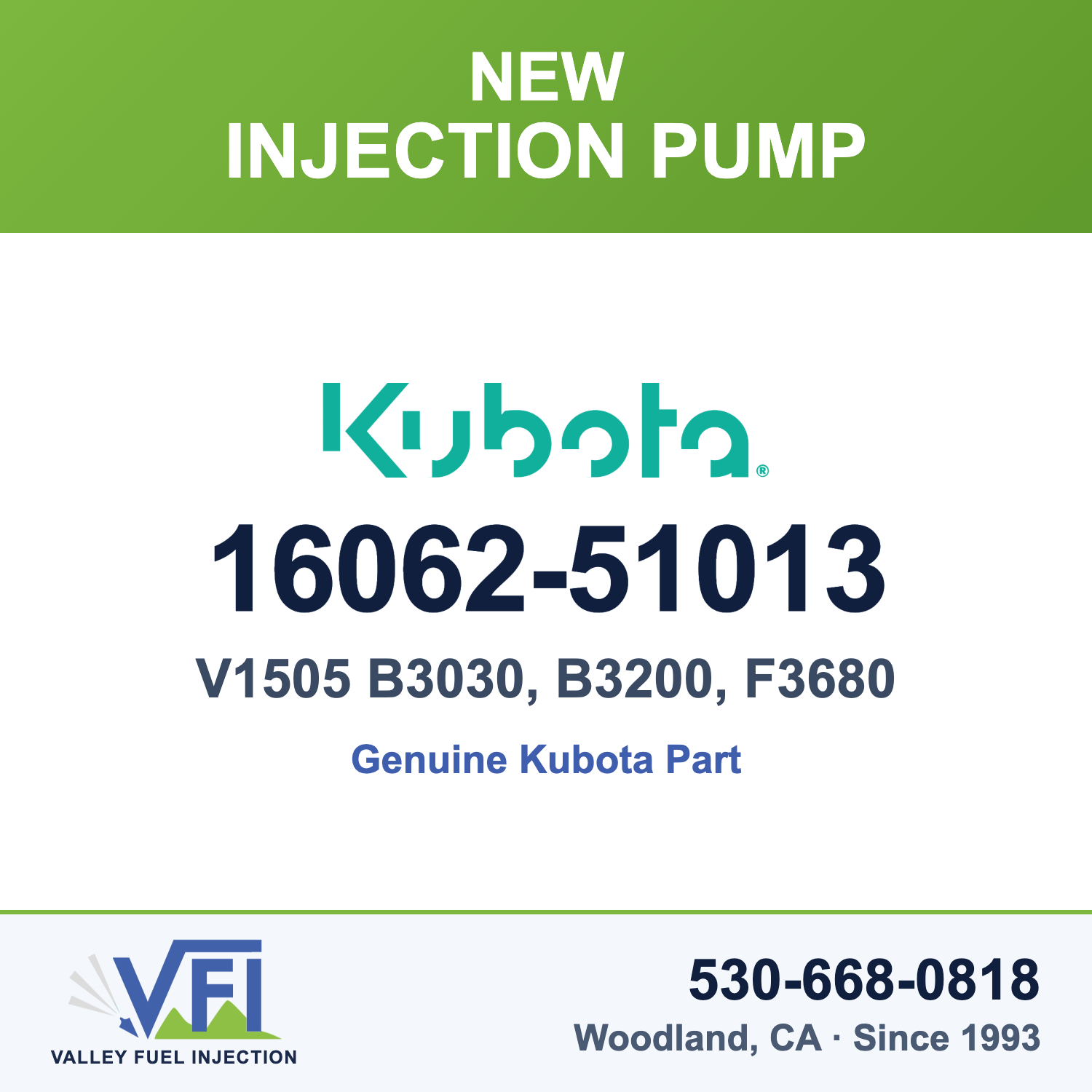Kubota 16062-51013 Mechanical Injection Pump Assembly (4-cylinder) for Kubota B3000HSDC and B3000HSDCC tractors