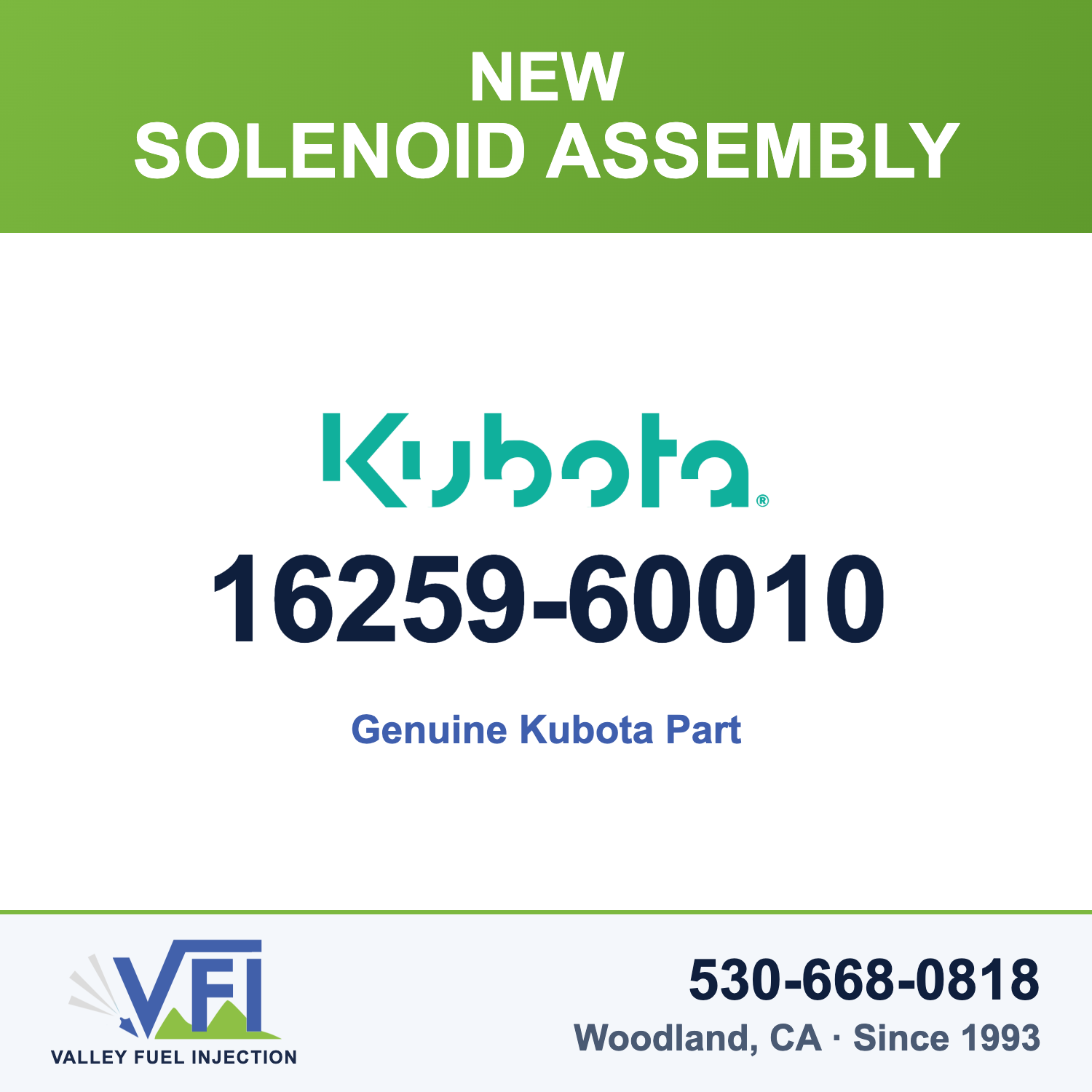 Genuine Kubota 16259-60010 Solenoid Assembly