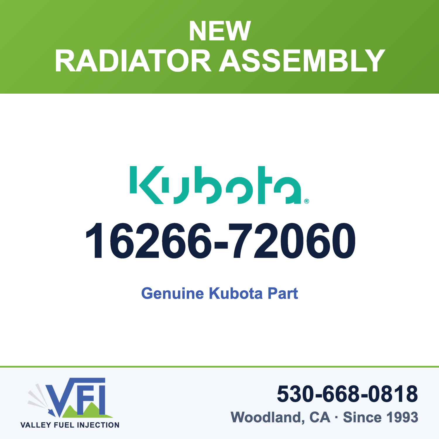 Genuine Kubota 16266-72060 Radiator Assembly
