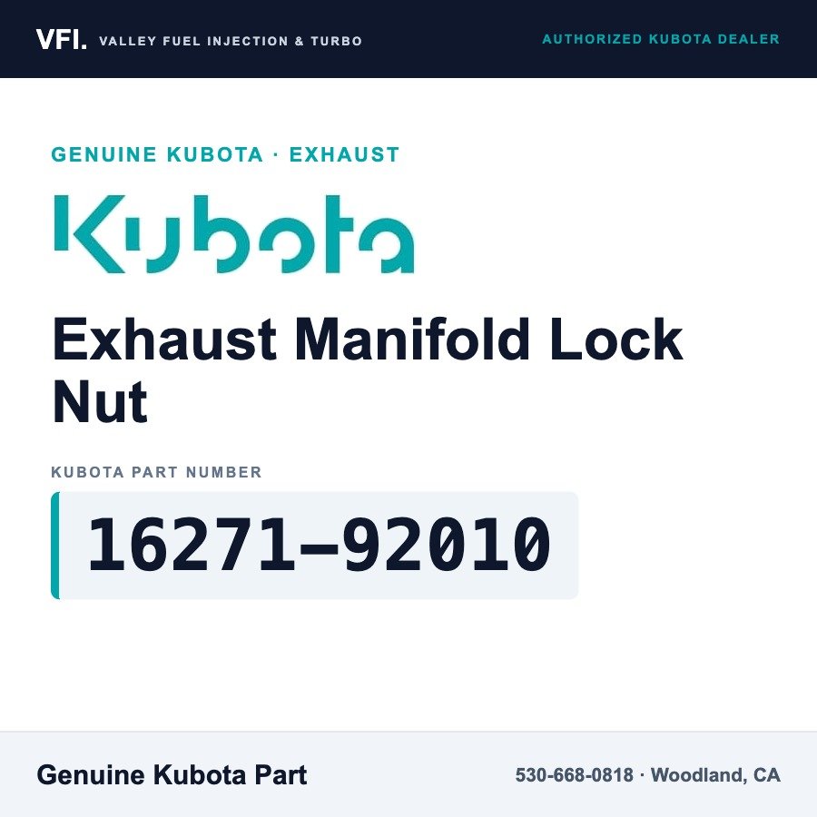 Kubota 16271-92010 Exhaust Manifold Lock Nut for Kubota 05 series, WG1605 and DF1005
