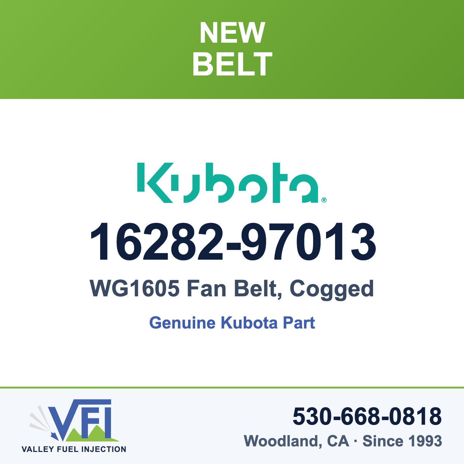 Kubota 16282-97013 Fan Belt, Cogged