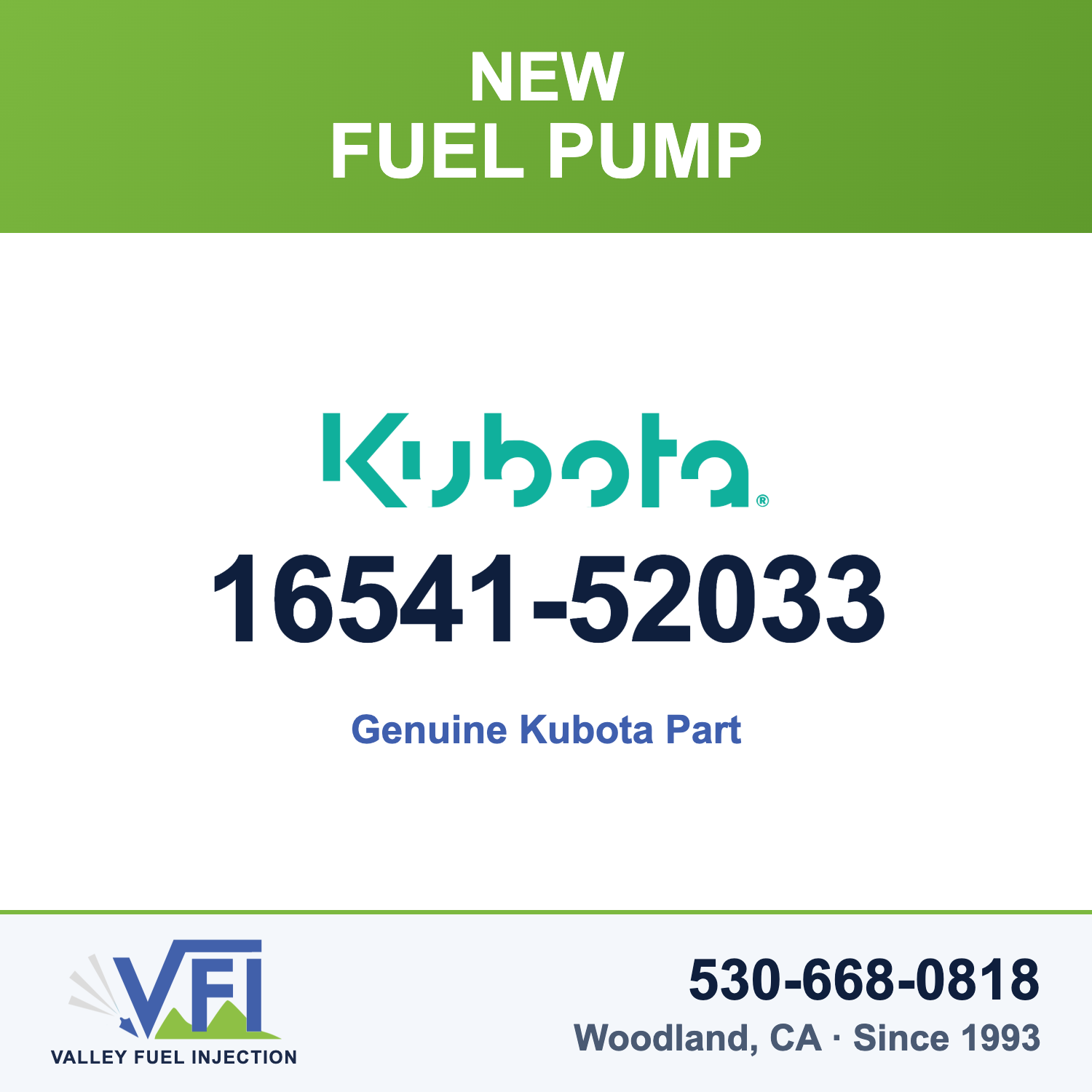 Genuine Kubota 16541-52033 Fuel Pump