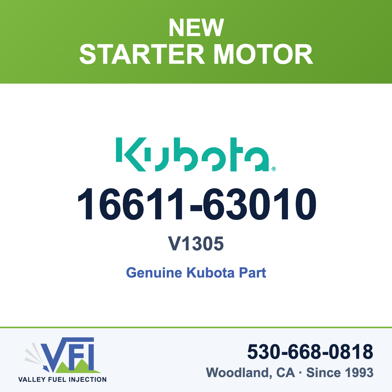 Genuine Kubota 16611-63010 Starter Motor
