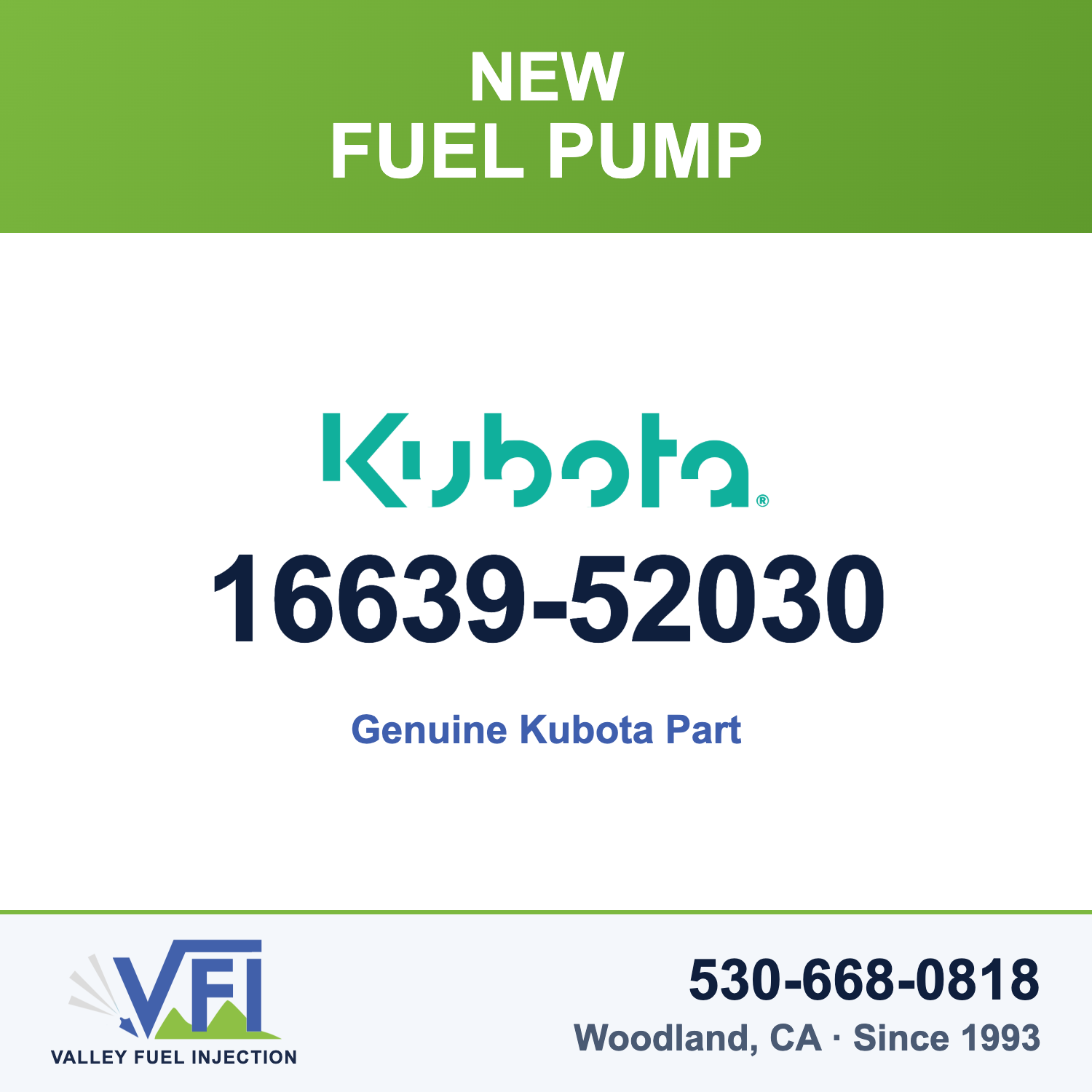 Genuine Kubota 16639-52030 Fuel Pump