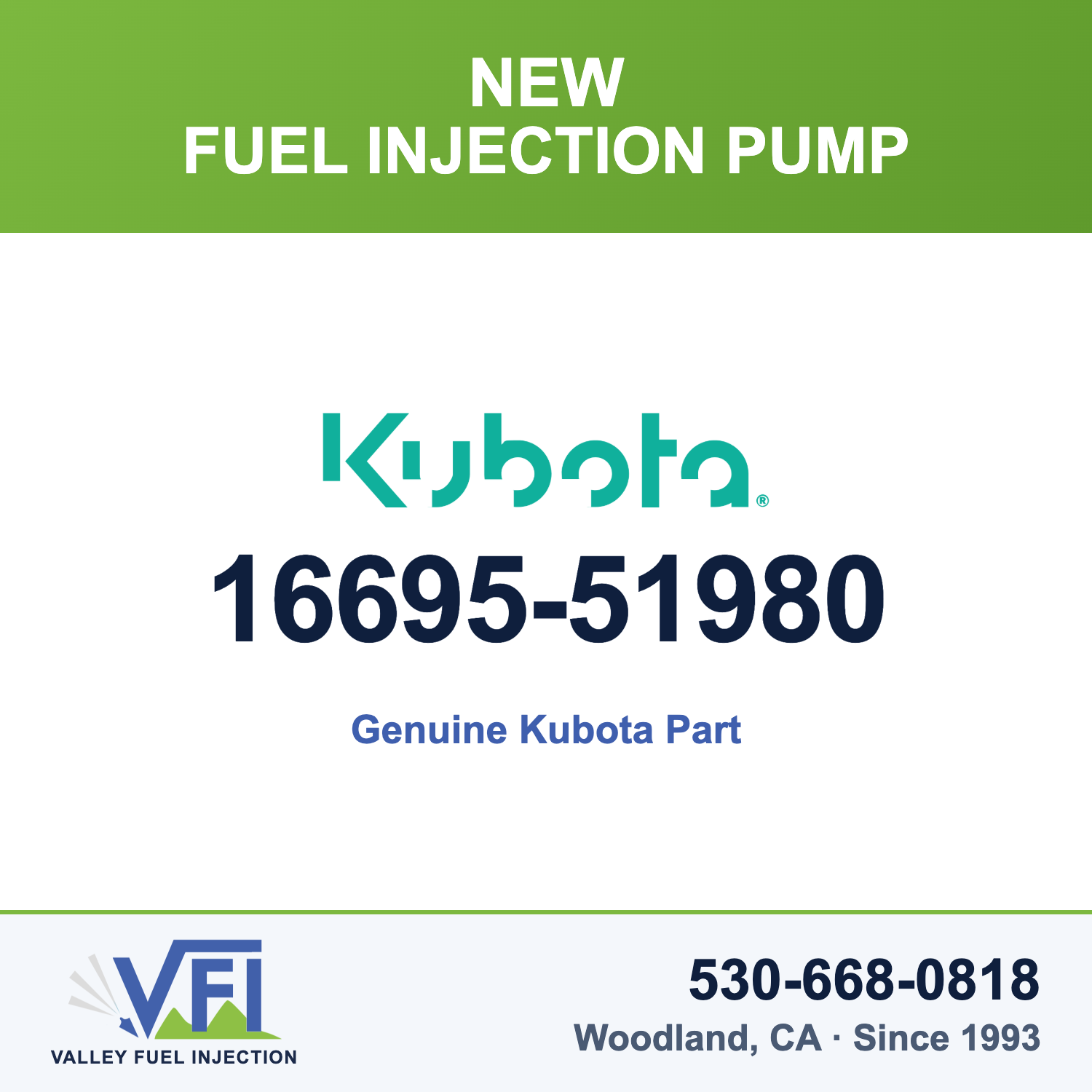 Genuine Kubota 16695-51980 Fuel Injection Pump
