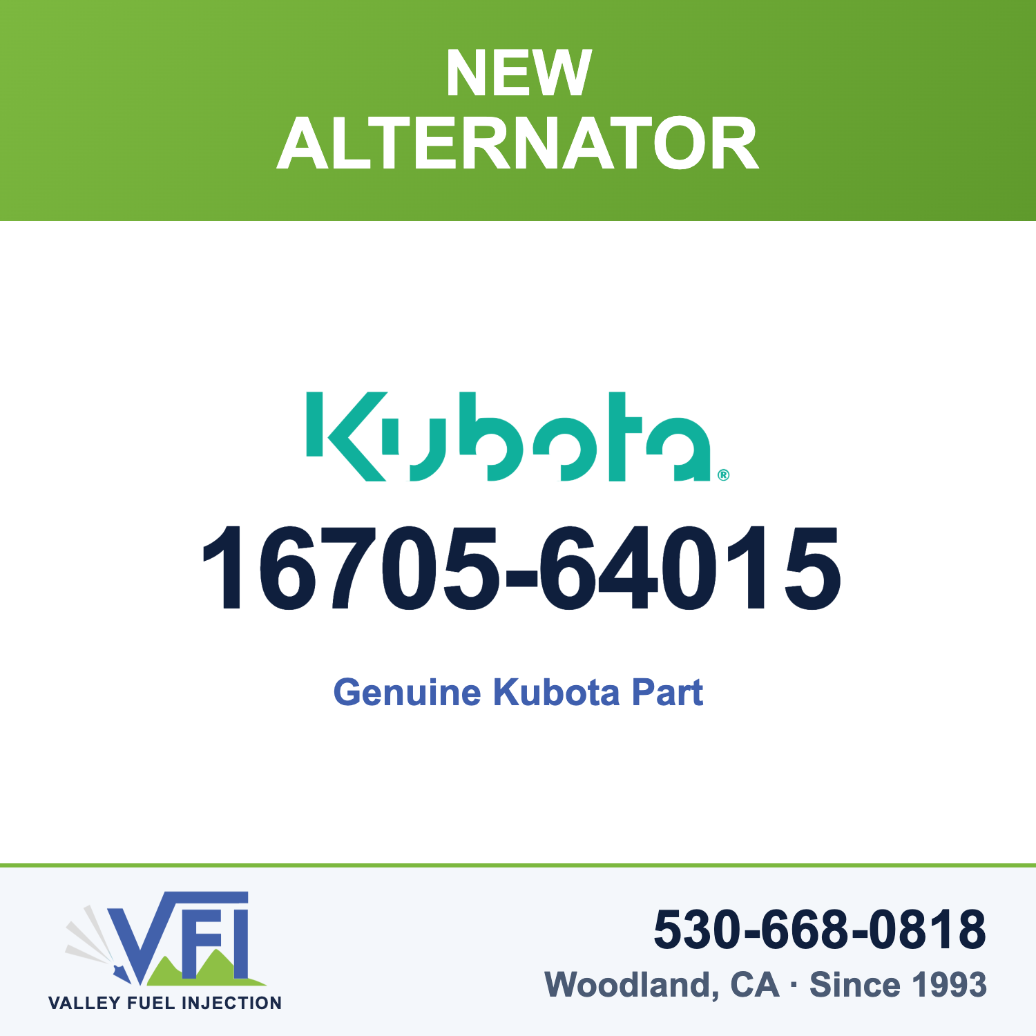 Genuine Kubota 16705-64015 Alternator