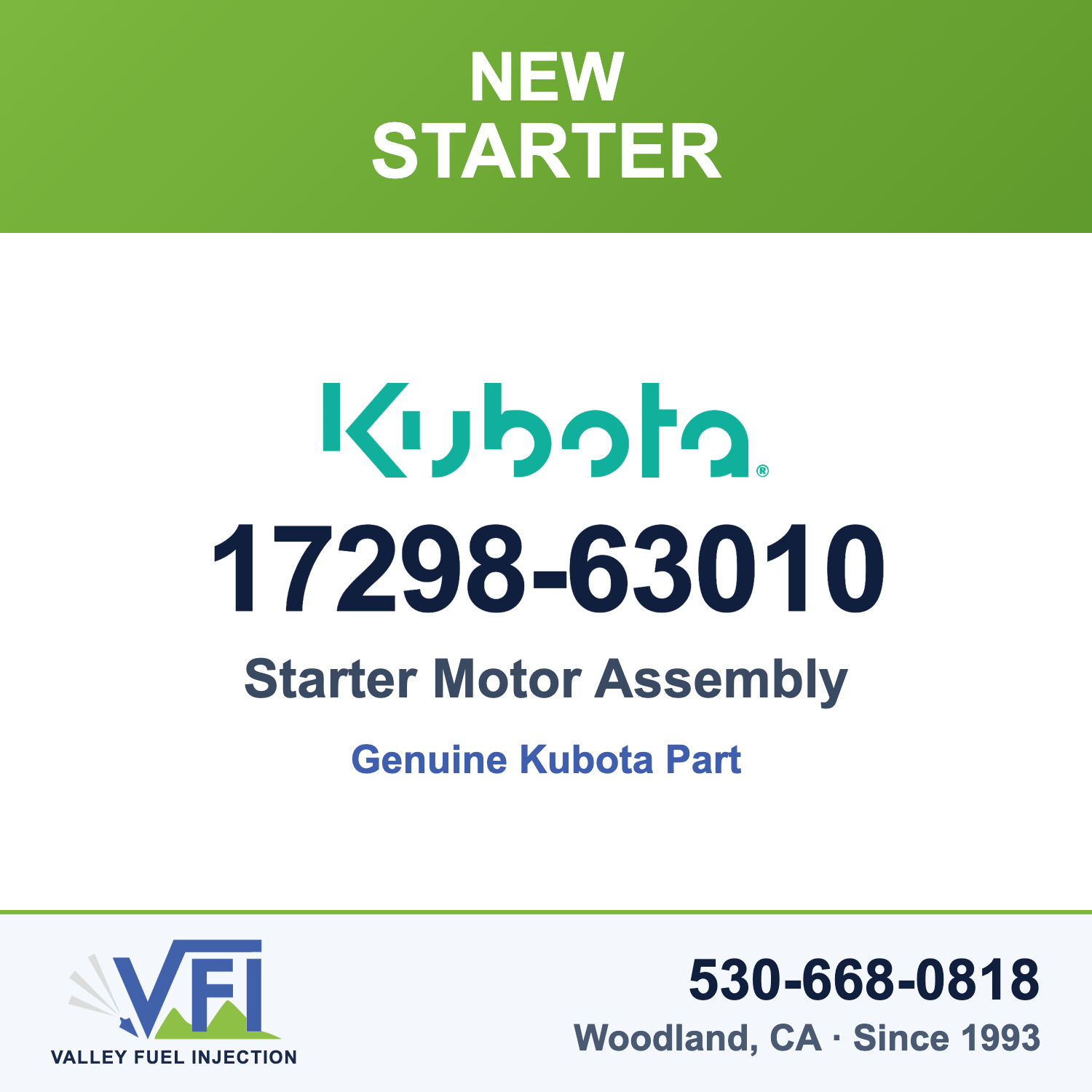 Kubota 17298-63010 Starter Motor Assembly