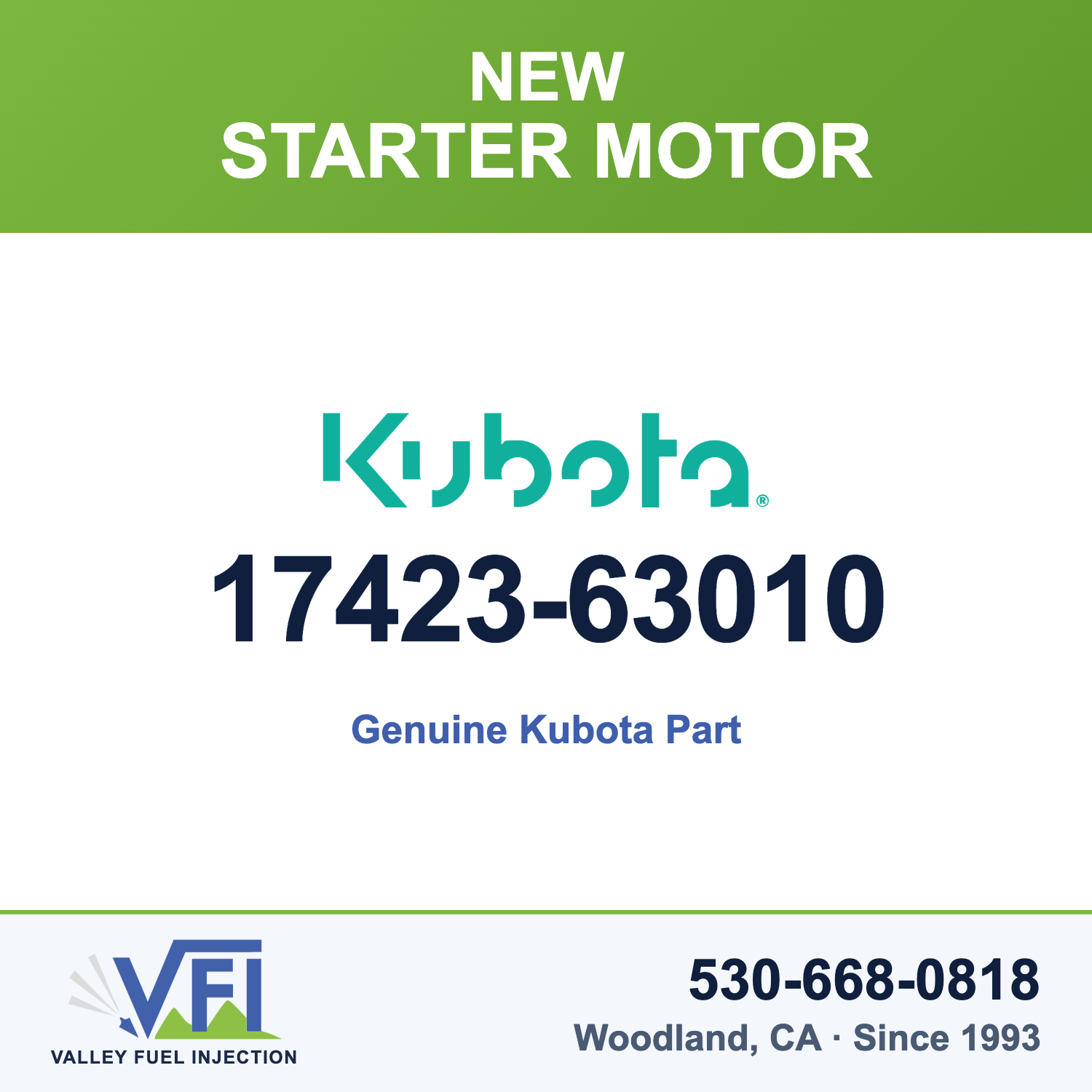 Genuine Kubota 17423-63010 Starter Motor