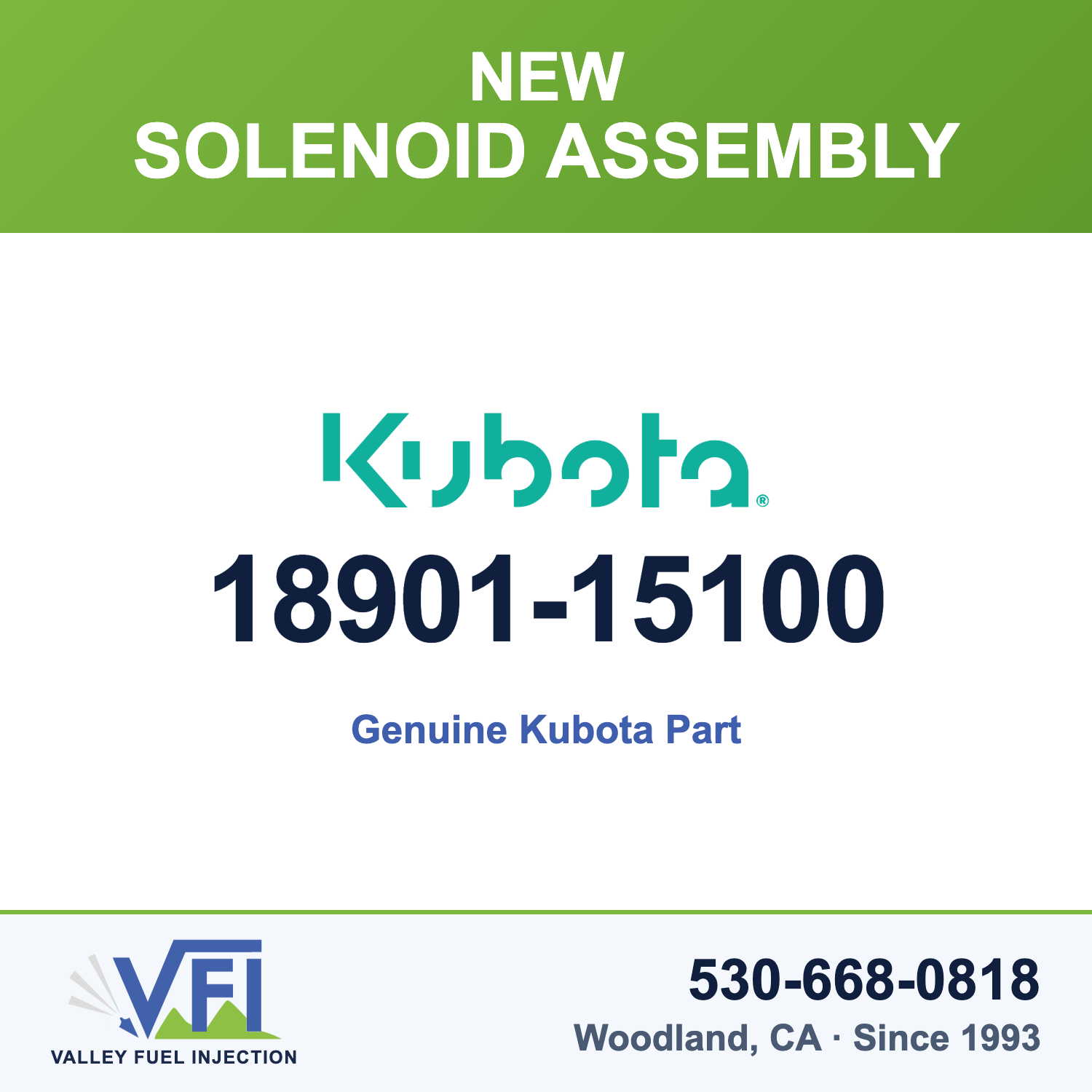 Genuine Kubota 18901-15100 Solenoid Assembly