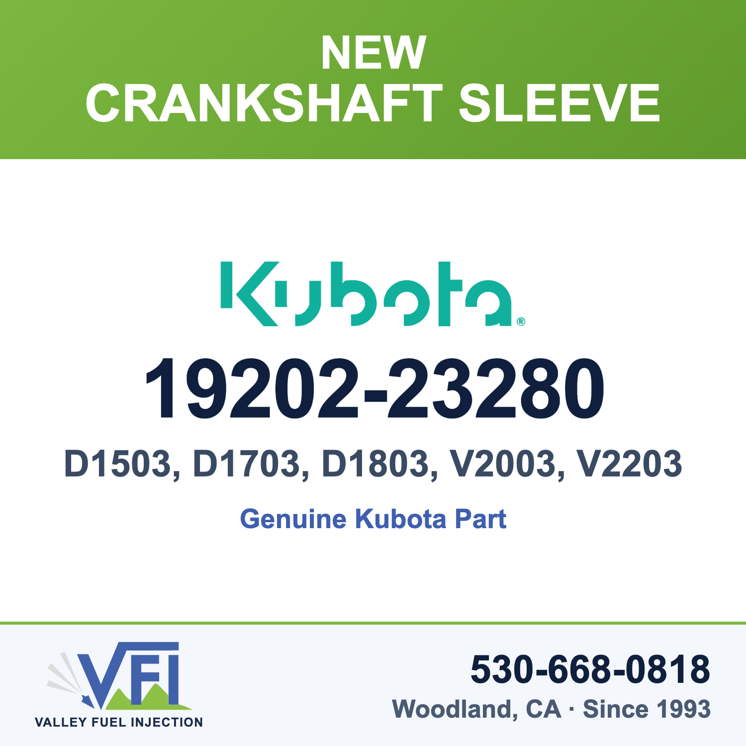 Kubota 19202-23280 Crankshaft Sleeve for Kubota 03 series and WG1903, WG2503