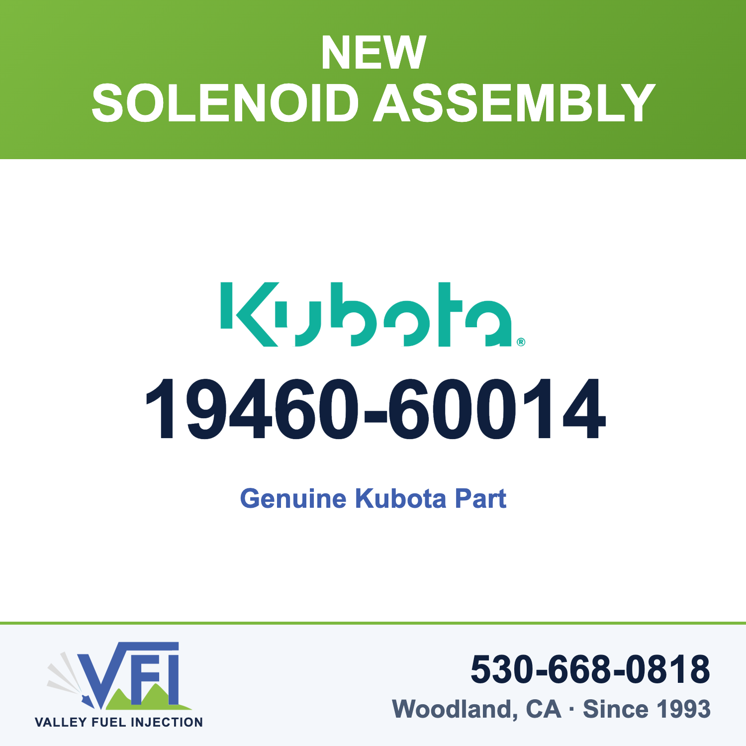 Genuine Kubota 19460-60014 Solenoid Assembly