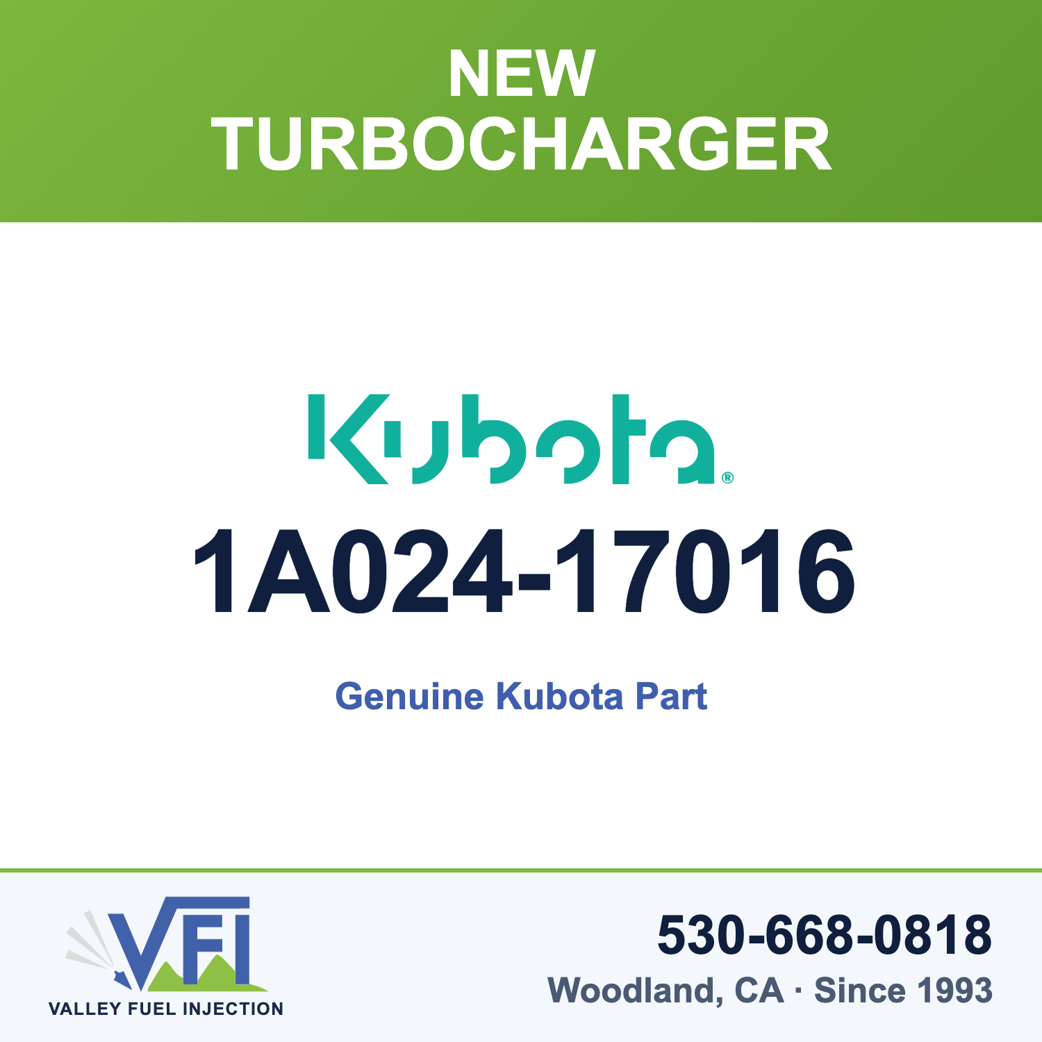 Genuine Kubota 1A024-17016 Turbocharger