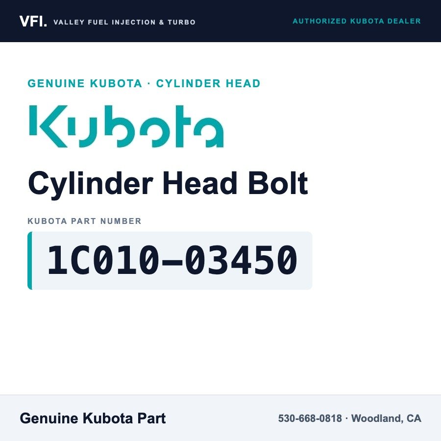 Kubota 1C010-03450 Cylinder Head Bolt for Kubota V3300, V3600, V3800 and WG3800