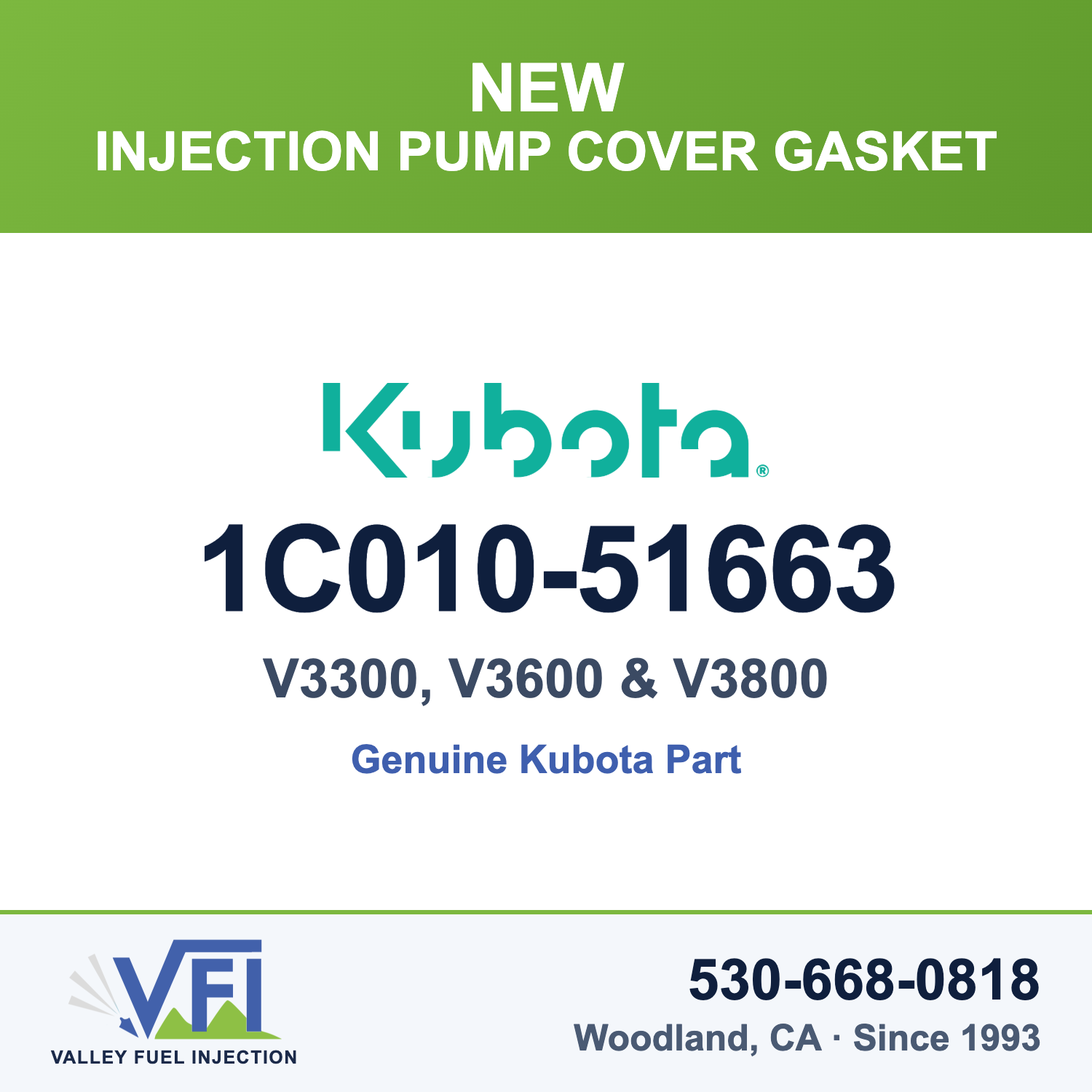 Kubota 1C010-51663 Injection Pump Cover Gasket for Kubota V3300, V3600, V3800, WG3800