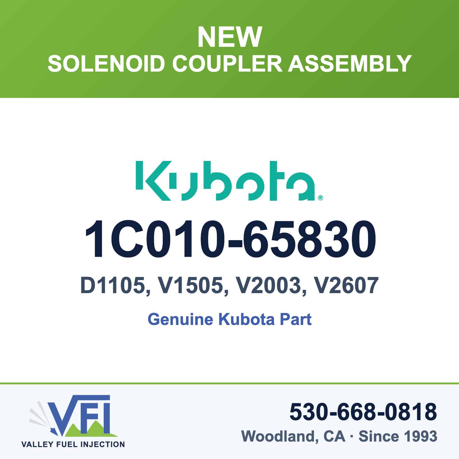 Kubota 1C010-65830 Solenoid Coupler Assembly for Kubota 05, 03, 07 and V3 series