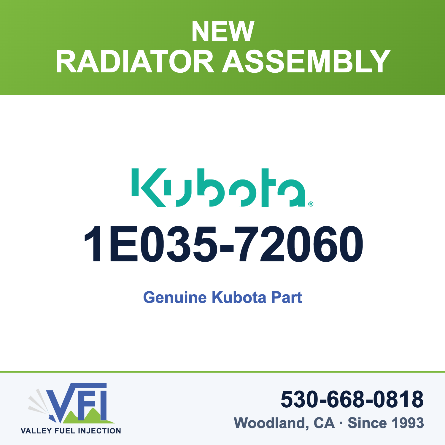 Genuine Kubota 1E035-72060 Radiator Assembly