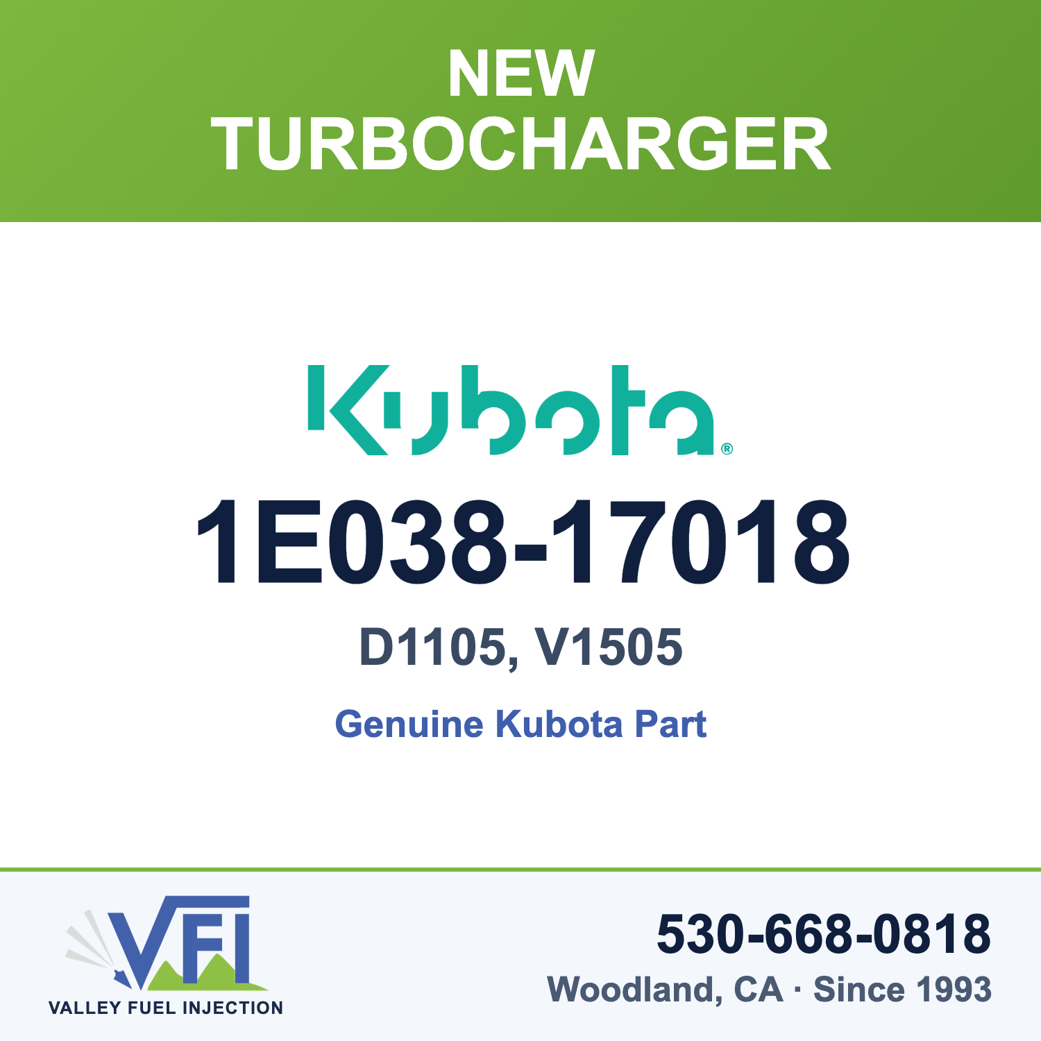 Genuine Kubota 1E038-17018 Turbocharger