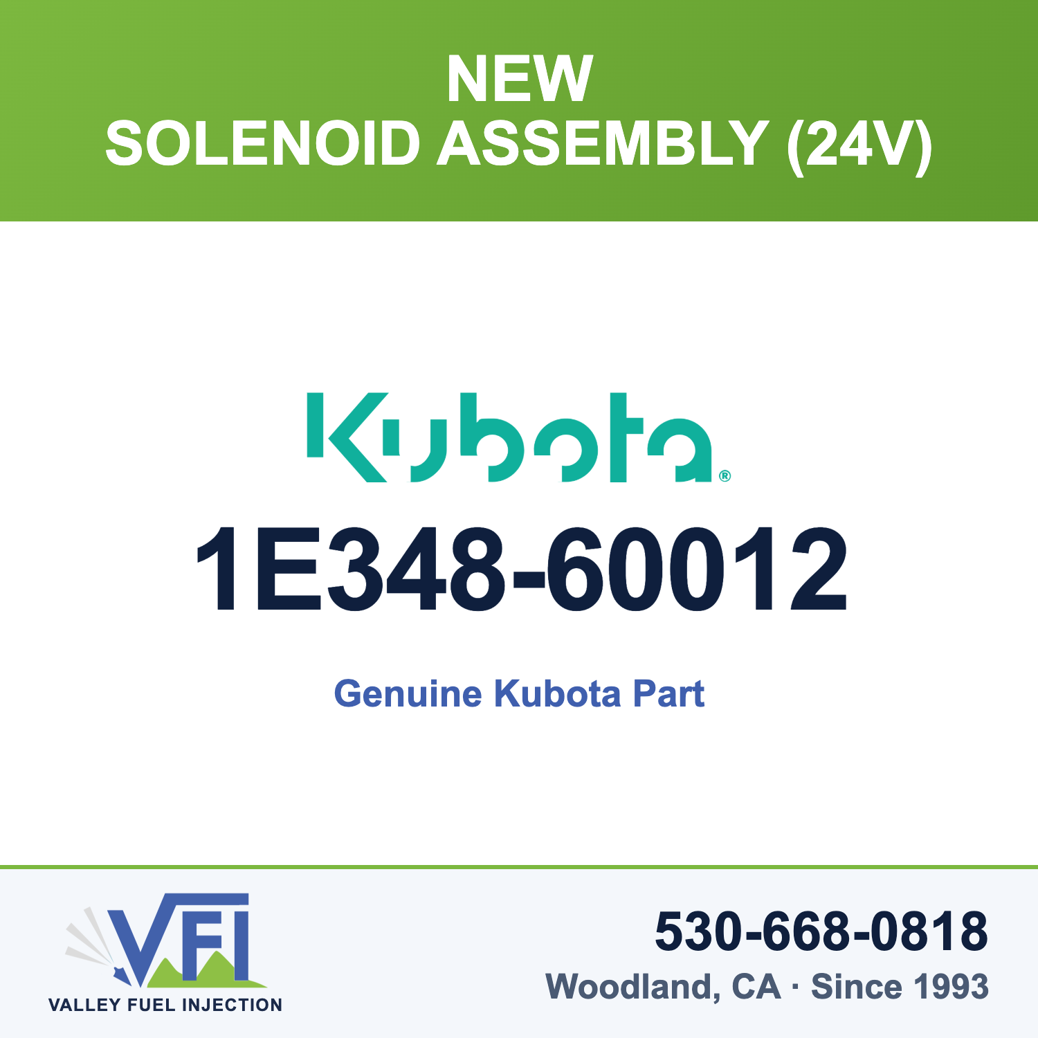 Genuine Kubota 1E348-60012 Solenoid Assembly (24V)