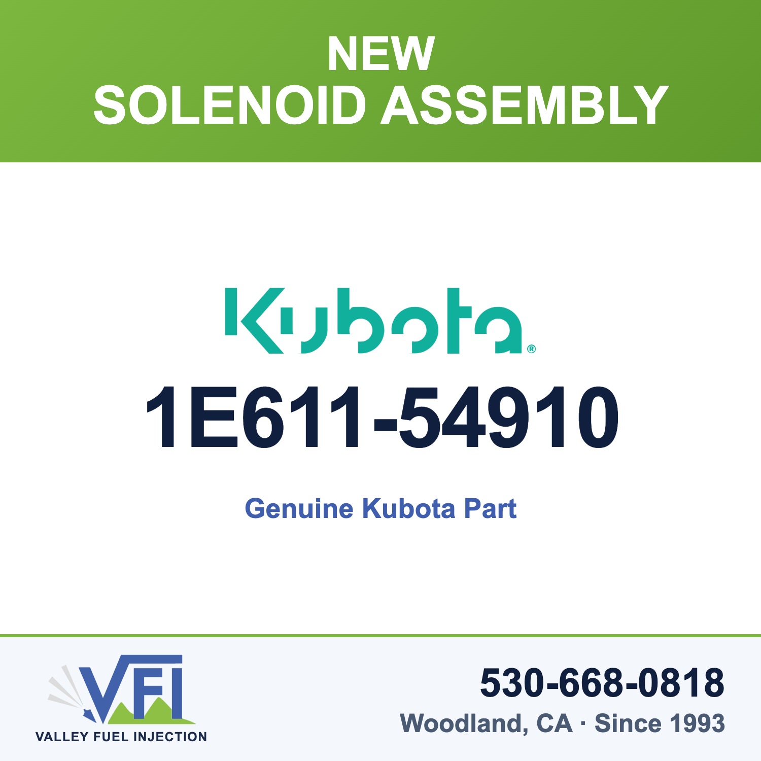Genuine Kubota 1E611-54910 Solenoid Assembly