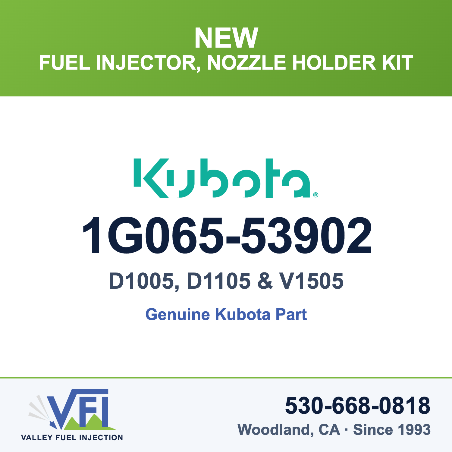 Kubota 1G065-53902 Fuel Injector (Nozzle Holder Kit, complete assembly) for Kubota D1005