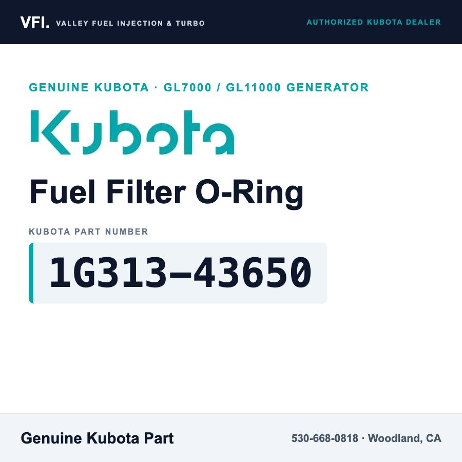 Kubota 1G313-43650 Fuel Filter O-Ring for Kubota GL7000 and GL11000 generators
