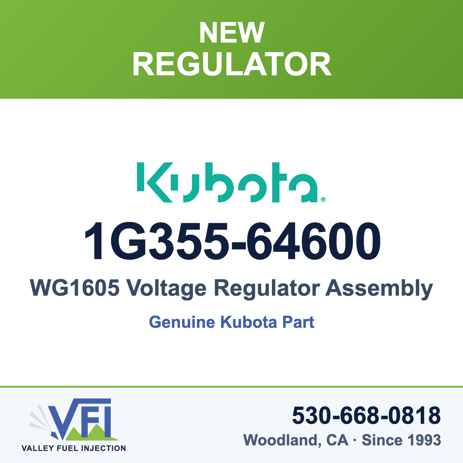 Kubota 1G355-64600 Voltage Regulator Assembly
