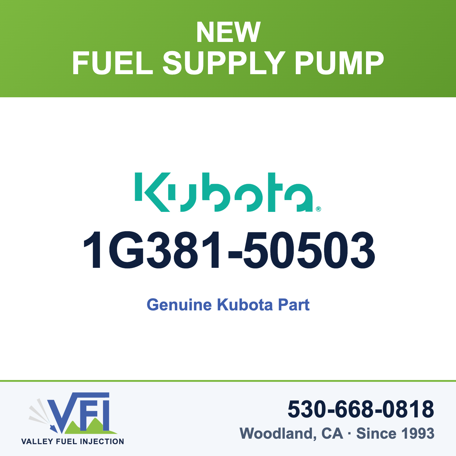 Genuine Kubota 1G381-50503 Fuel Supply Pump
