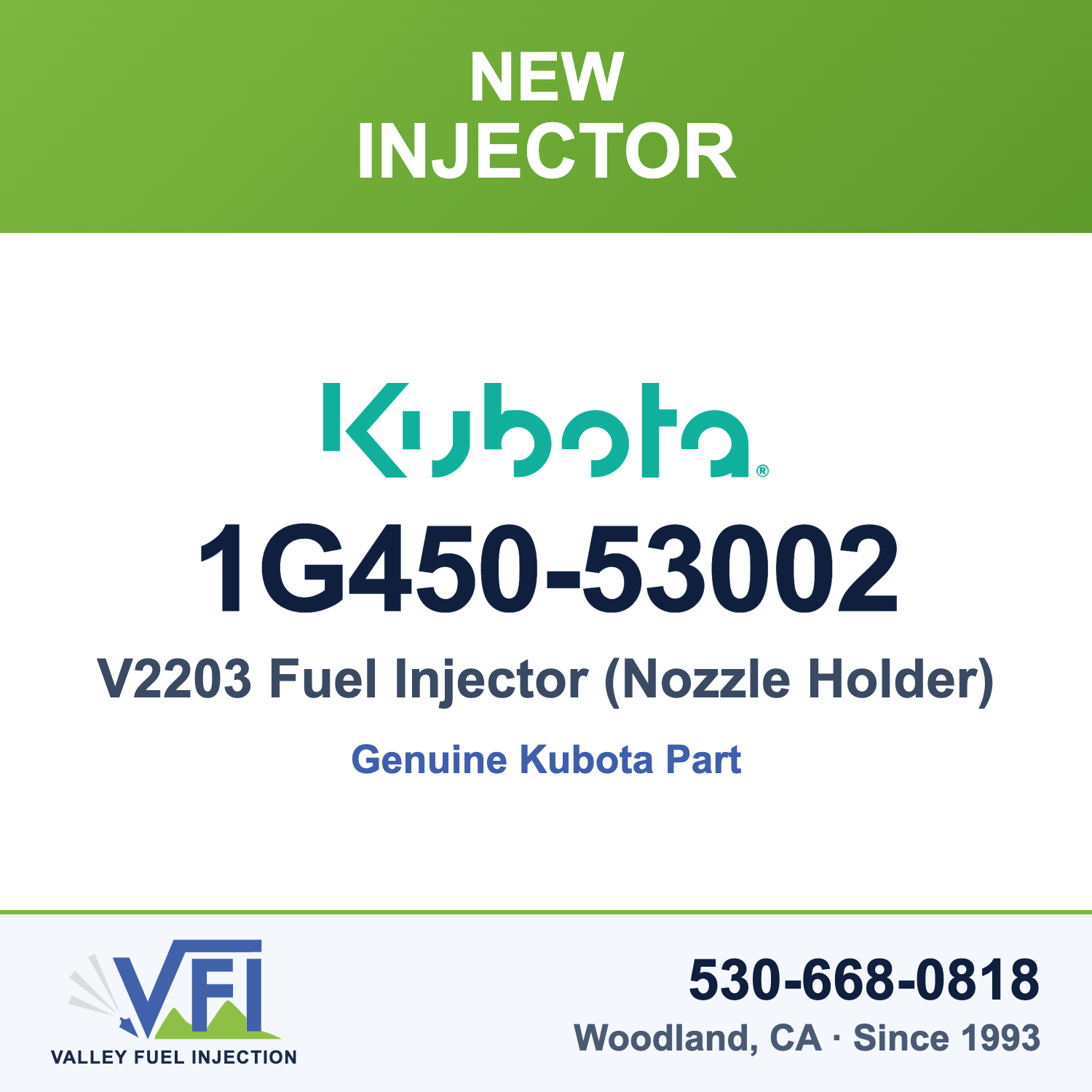 Kubota 1G450-53002 V2203 Fuel Injector, Nozzle Holder Assembly