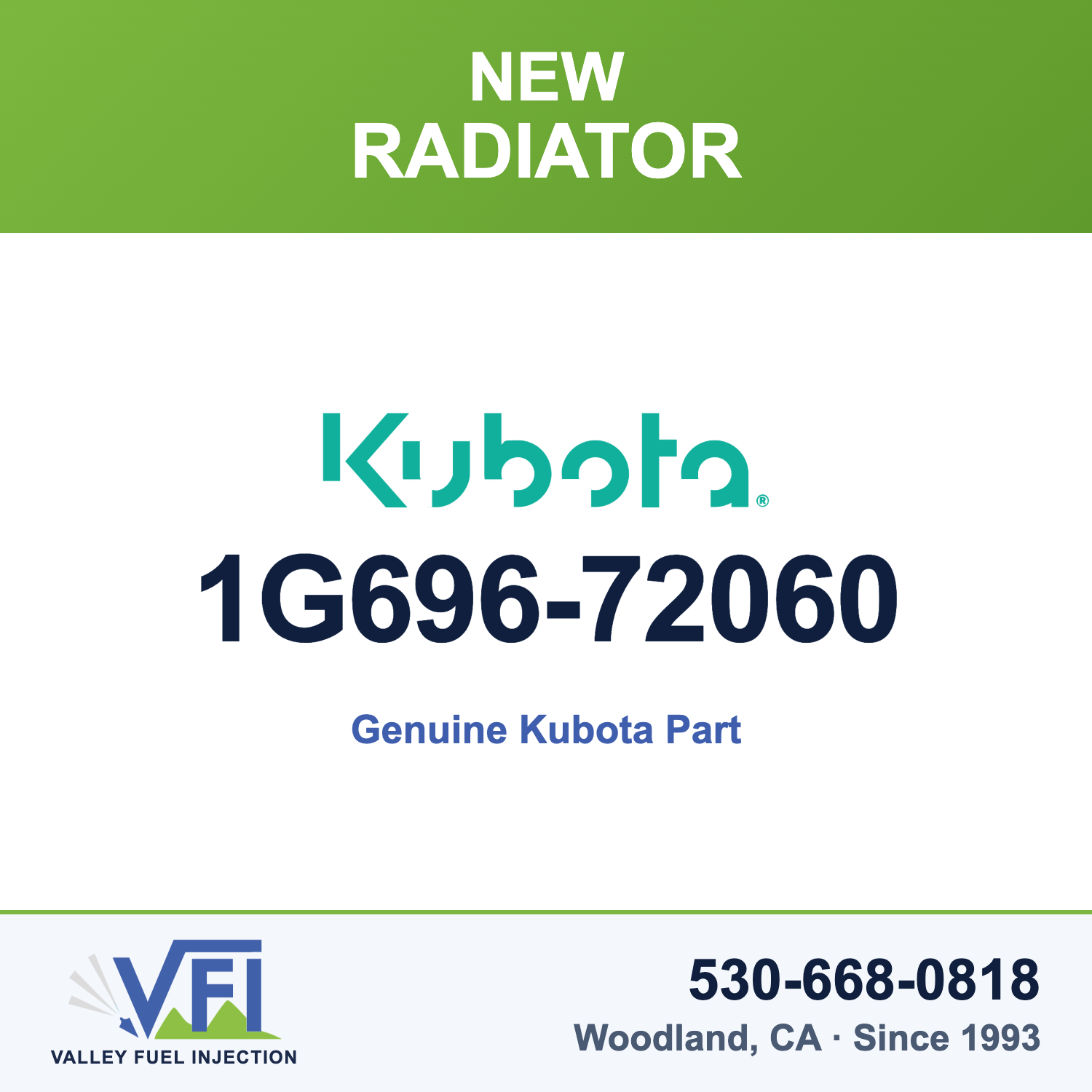Genuine Kubota 1G696-72060 Radiator