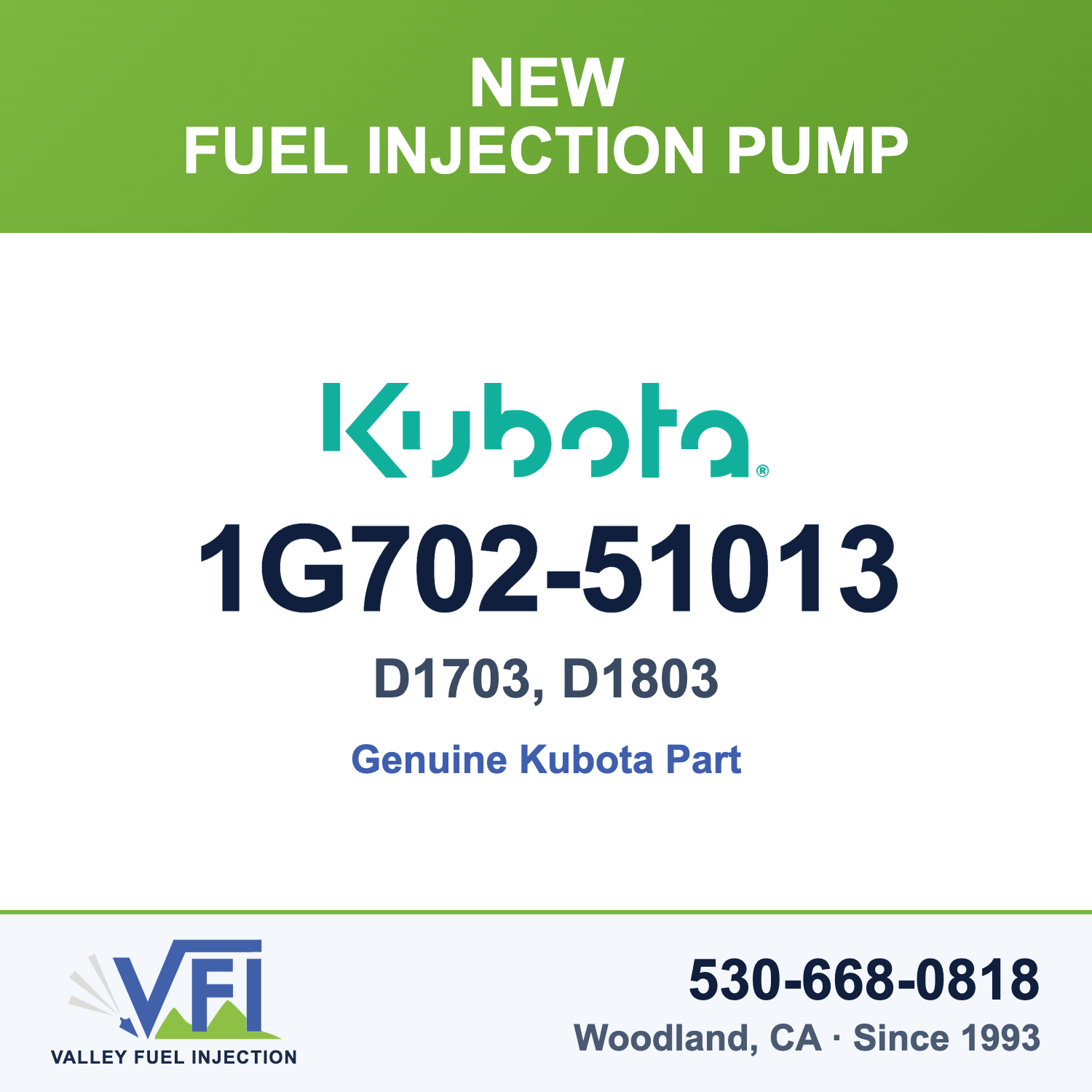 Genuine Kubota 1G702-51013 Fuel Injection Pump
