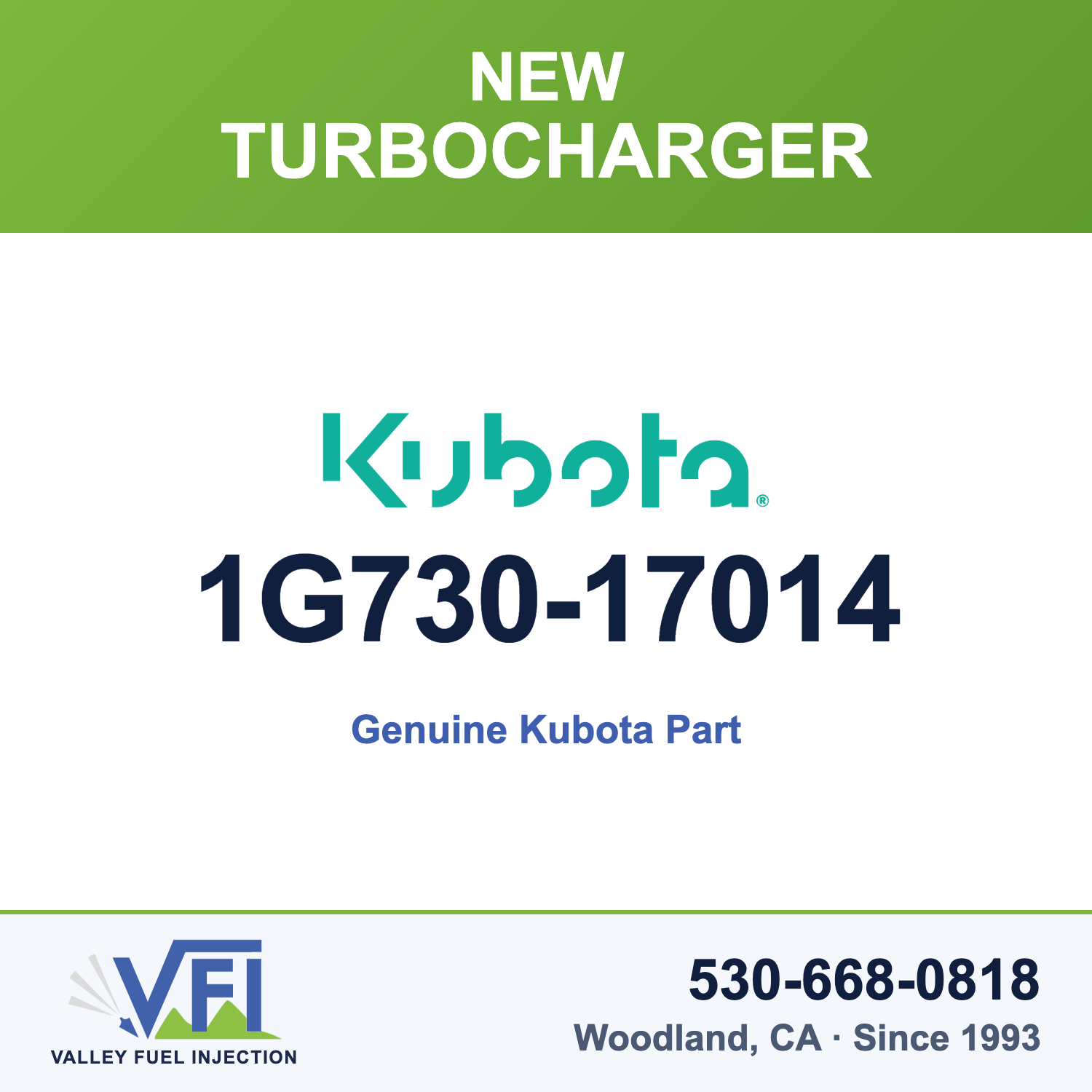 Genuine Kubota 1G730-17014 Turbocharger