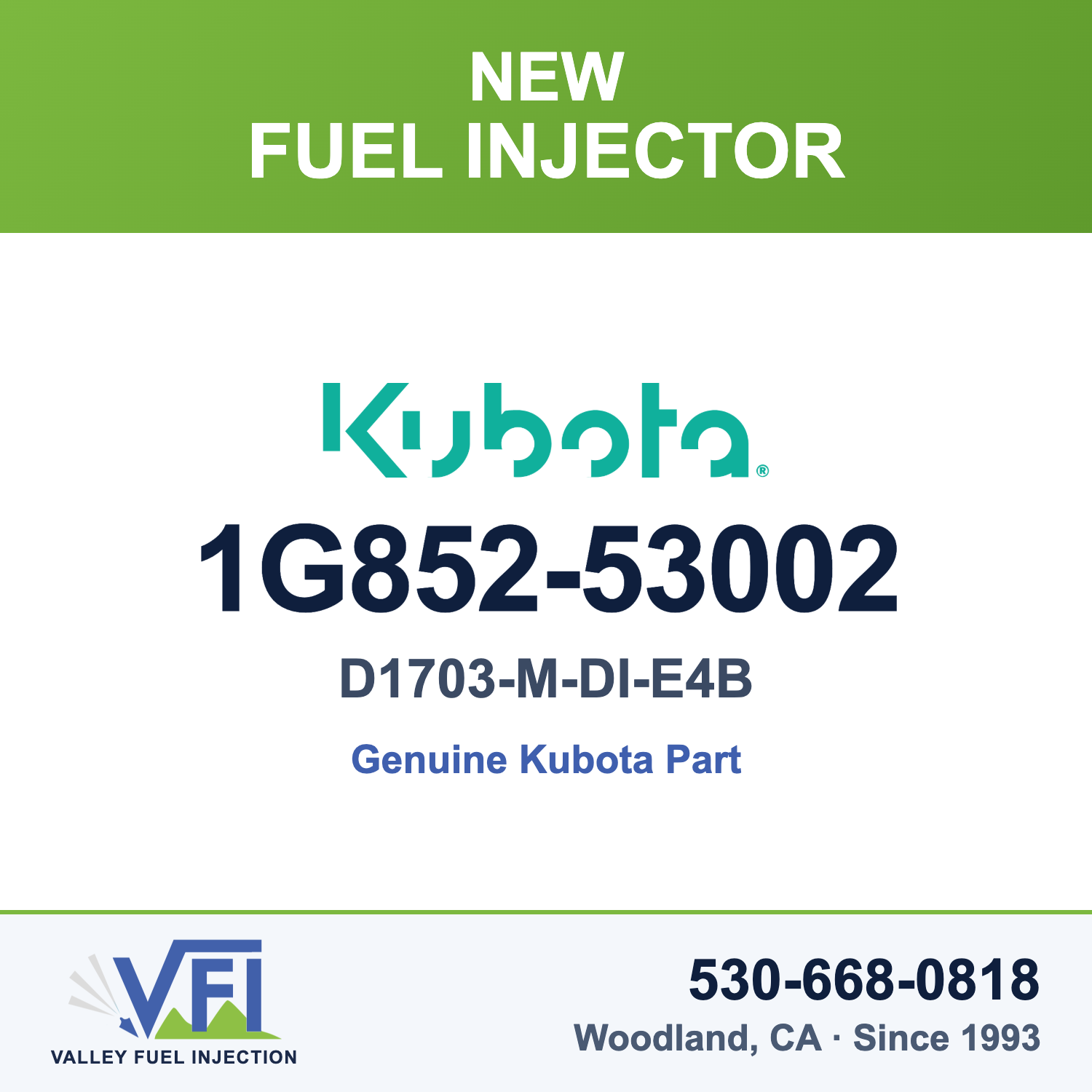 Genuine Kubota 1G852-53002 Fuel Injector