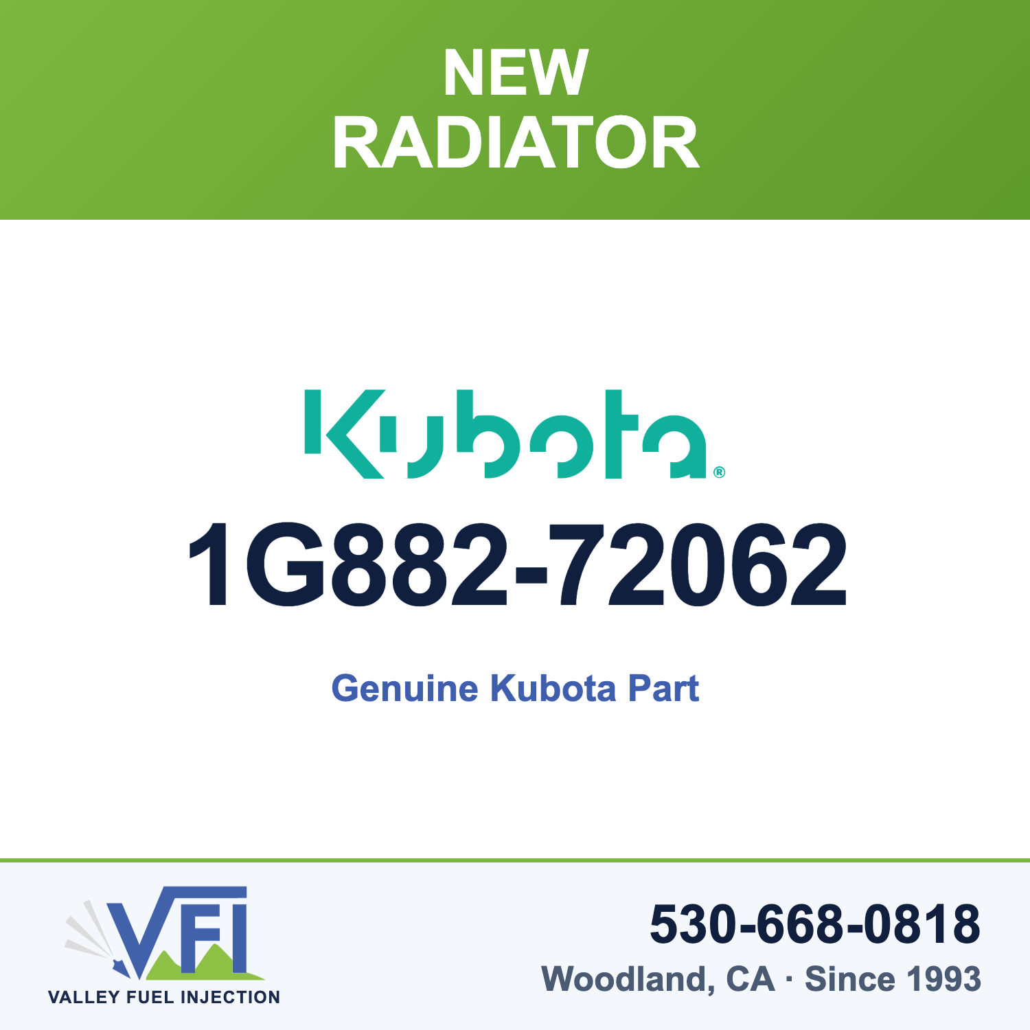 Genuine Kubota 1G882-72062 Radiator