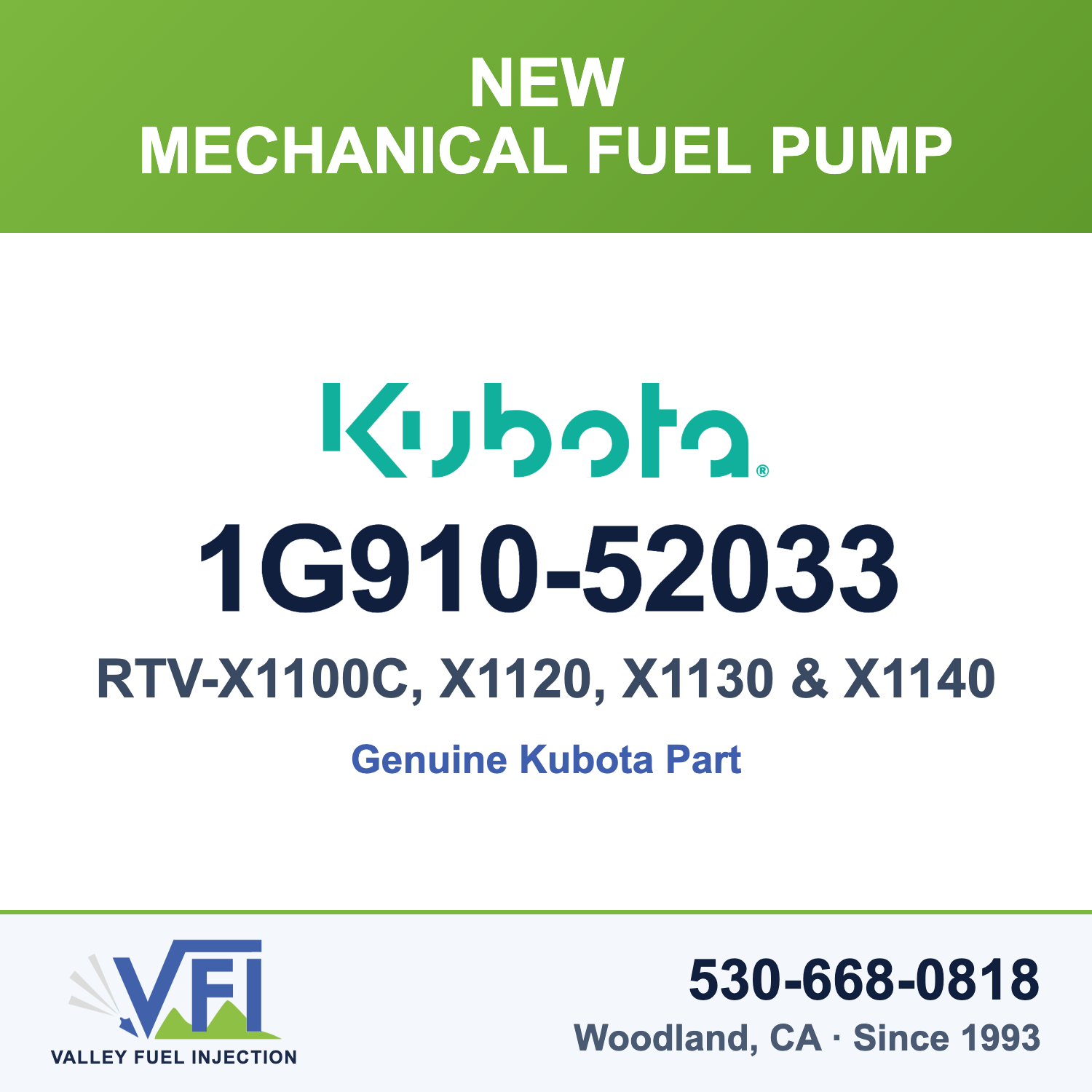 Kubota 1G910-52033 Mechanical Fuel Lift Pump for Kubota RTV-X1100C