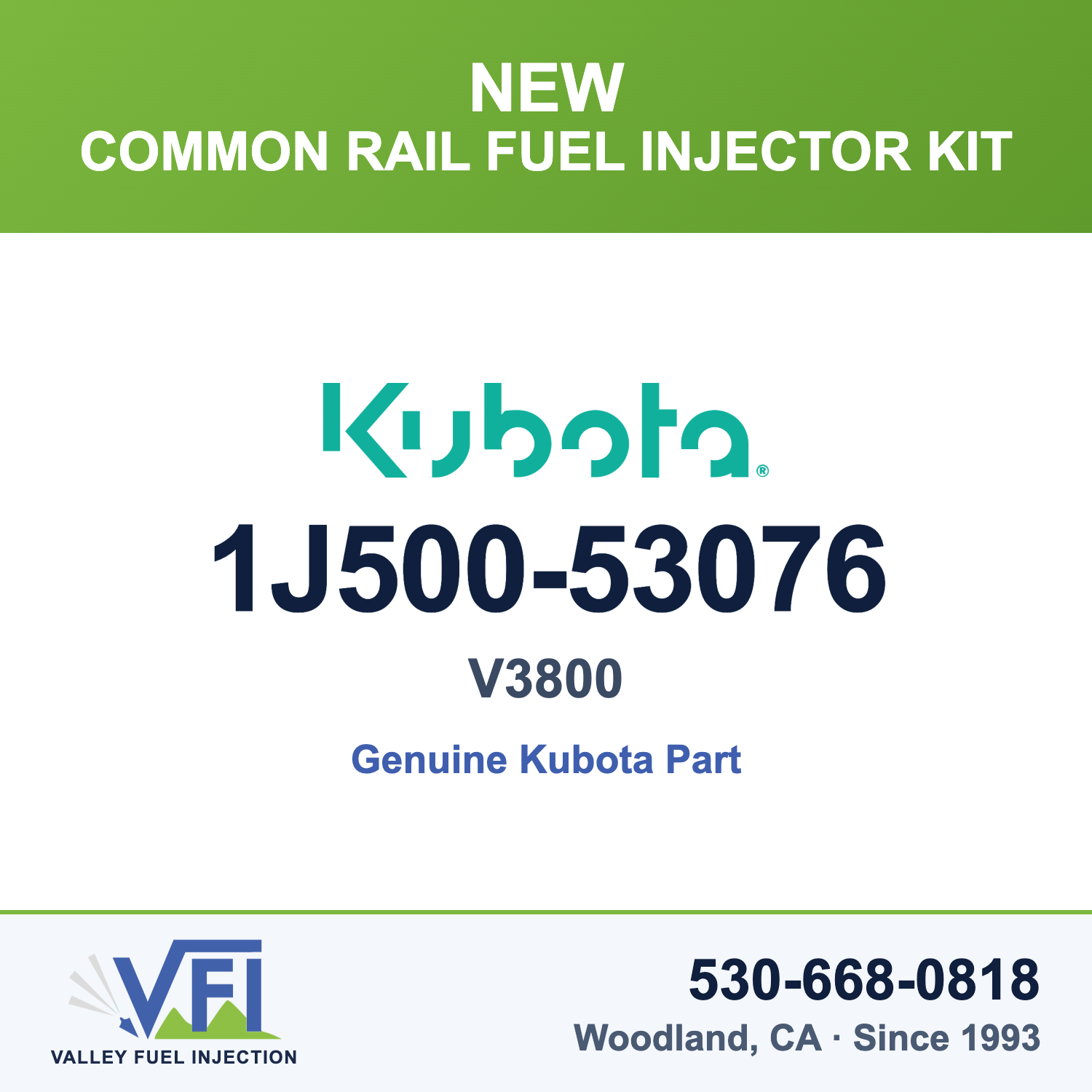 Kubota V3800 Common Rail Fuel Injector Kit 1J500-53076 (Genuine)