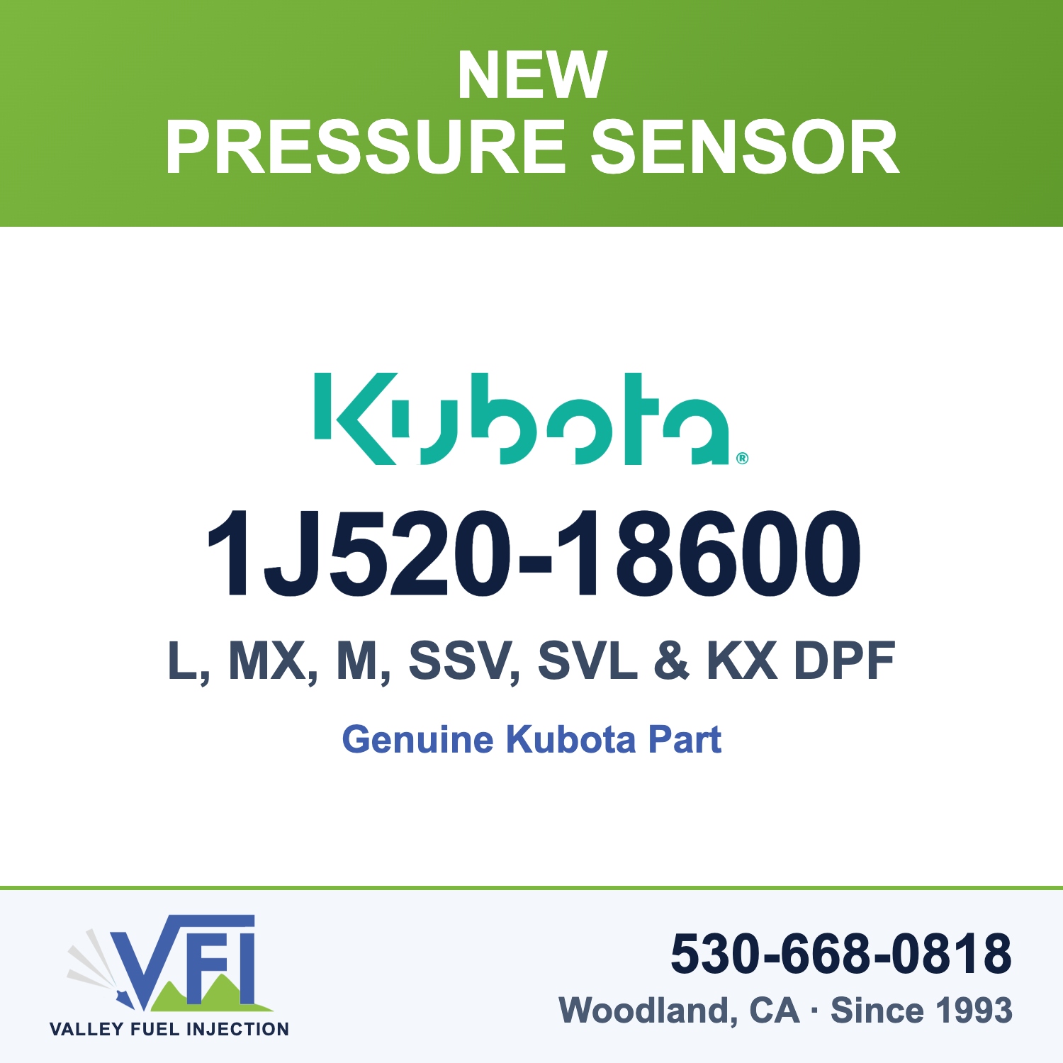 Kubota 1J520-18600 DPF Differential Pressure Sensor for Kubota L3301