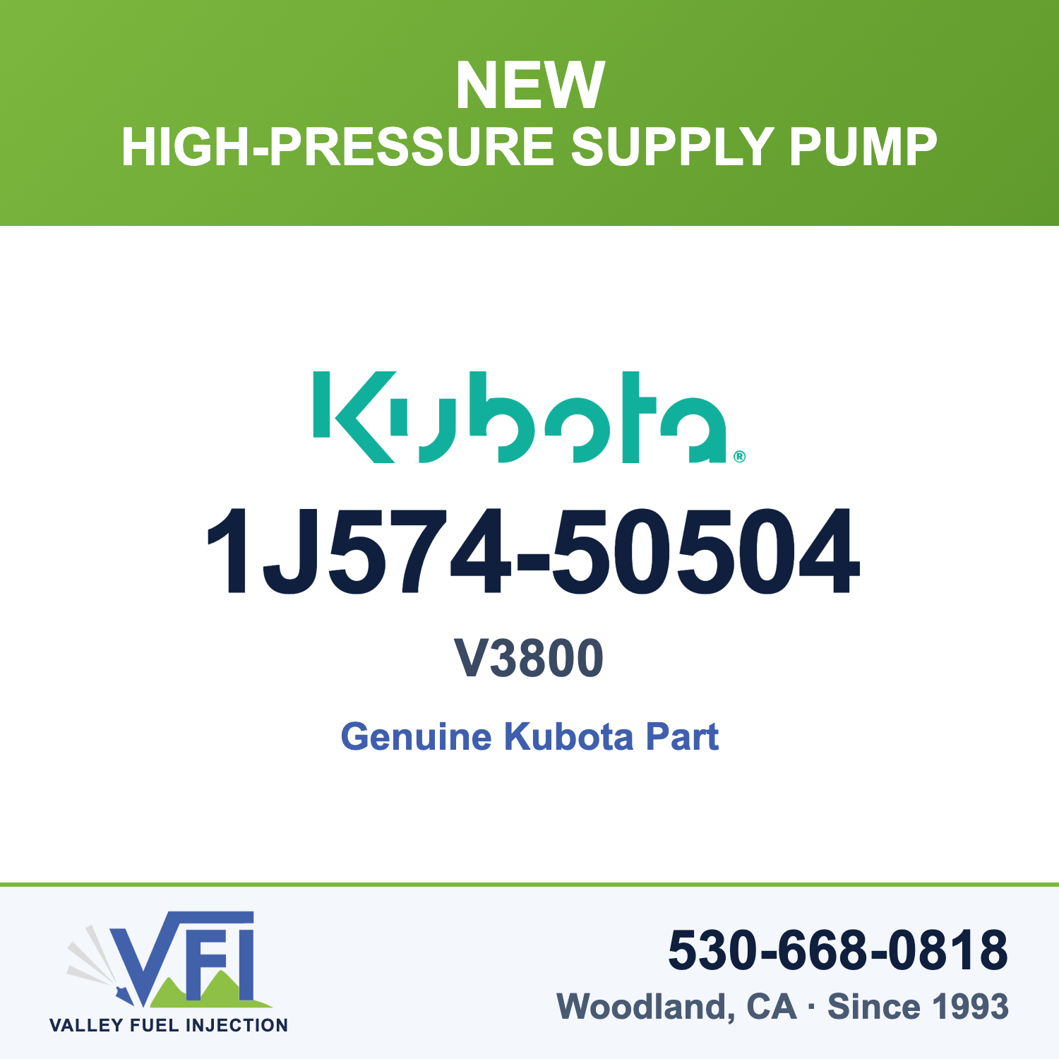 Kubota V3800 High-Pressure Supply Pump 1J574-50504 (Genuine)