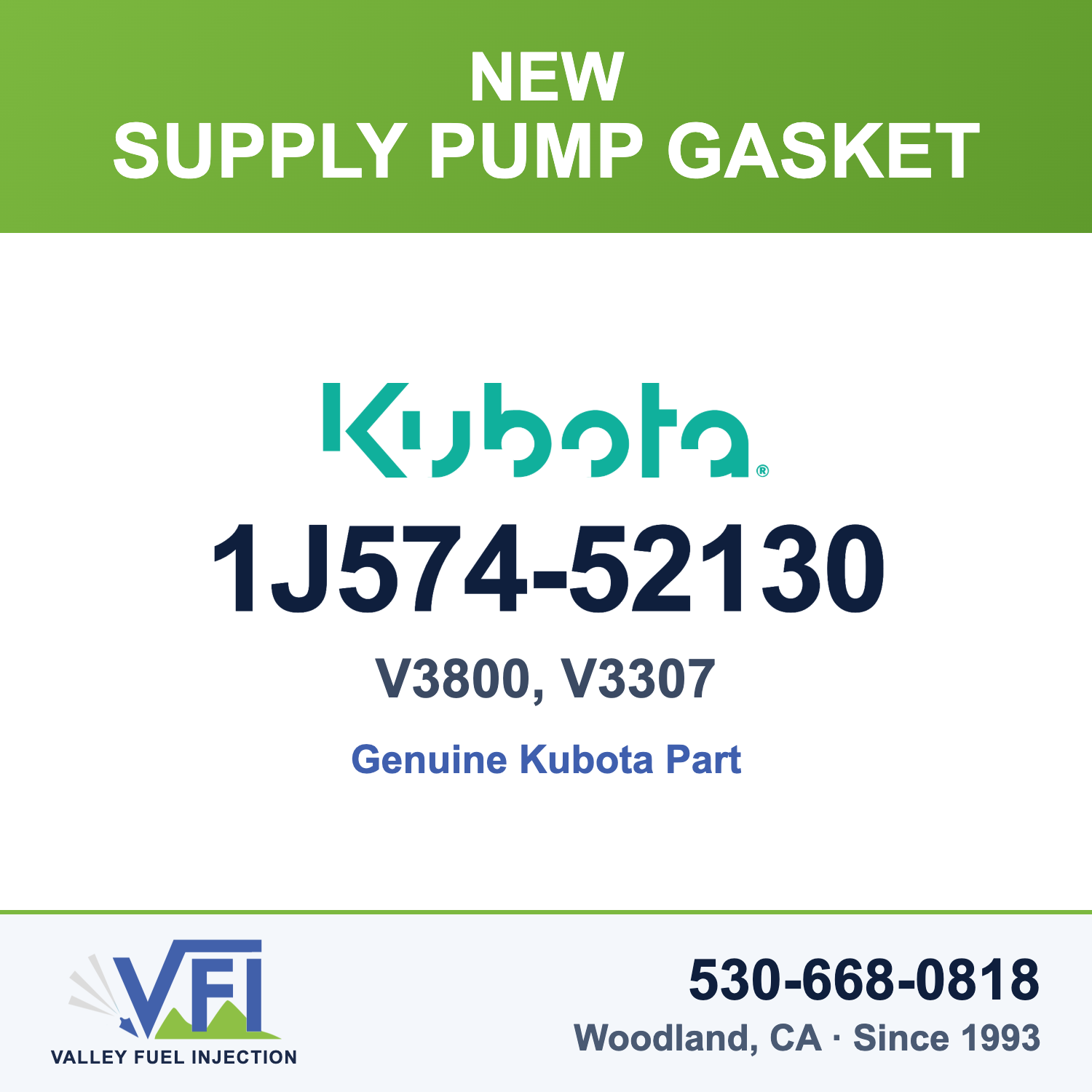 Kubota 1J574-52130 Supply Pump Gasket for Kubota V3800 and V3307 common rail