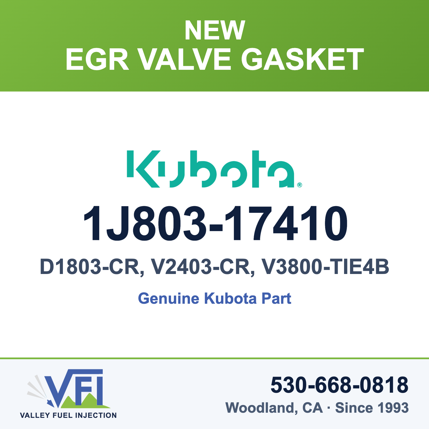 Genuine Kubota 1J803-17410 EGR Valve Gasket