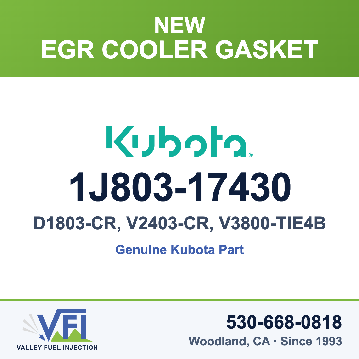 Genuine Kubota 1J803-17430 EGR Cooler Gasket