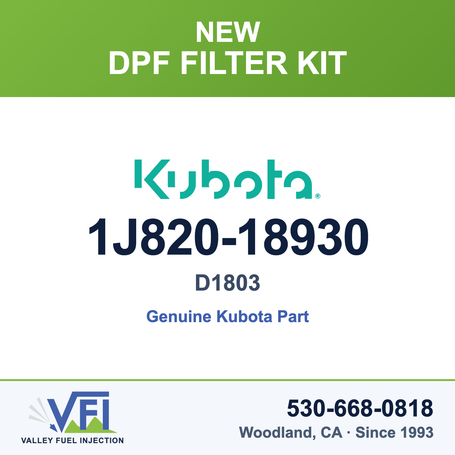 Genuine Kubota 1J820-18930 DPF Filter Kit