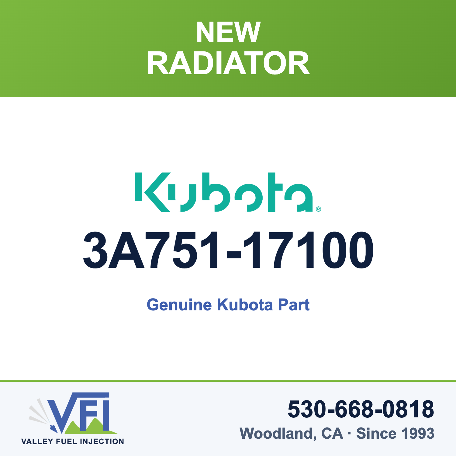 Genuine Kubota 3A751-17100 Radiator