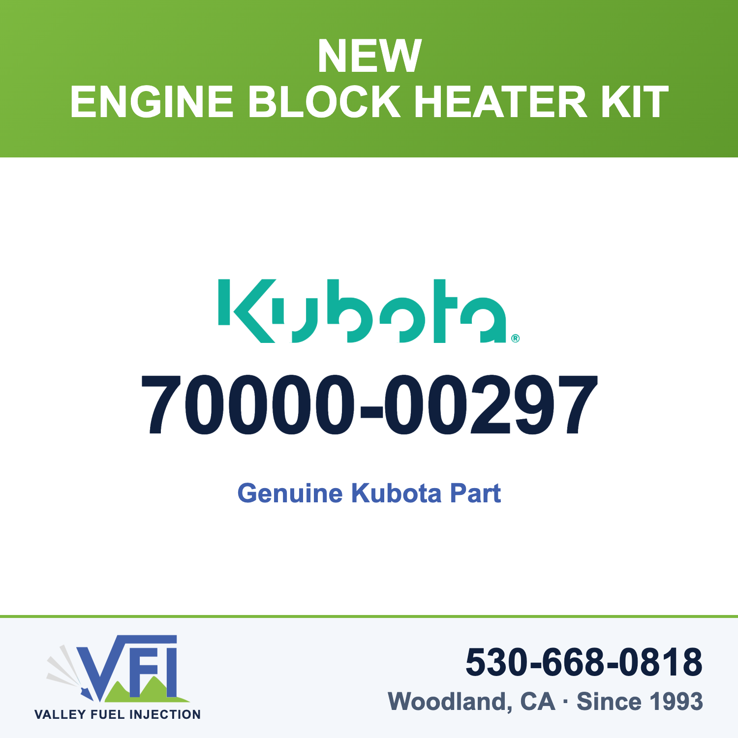 Kubota 70000-00297 Engine Block Heater Kit for Kubota L, M and KX series machines