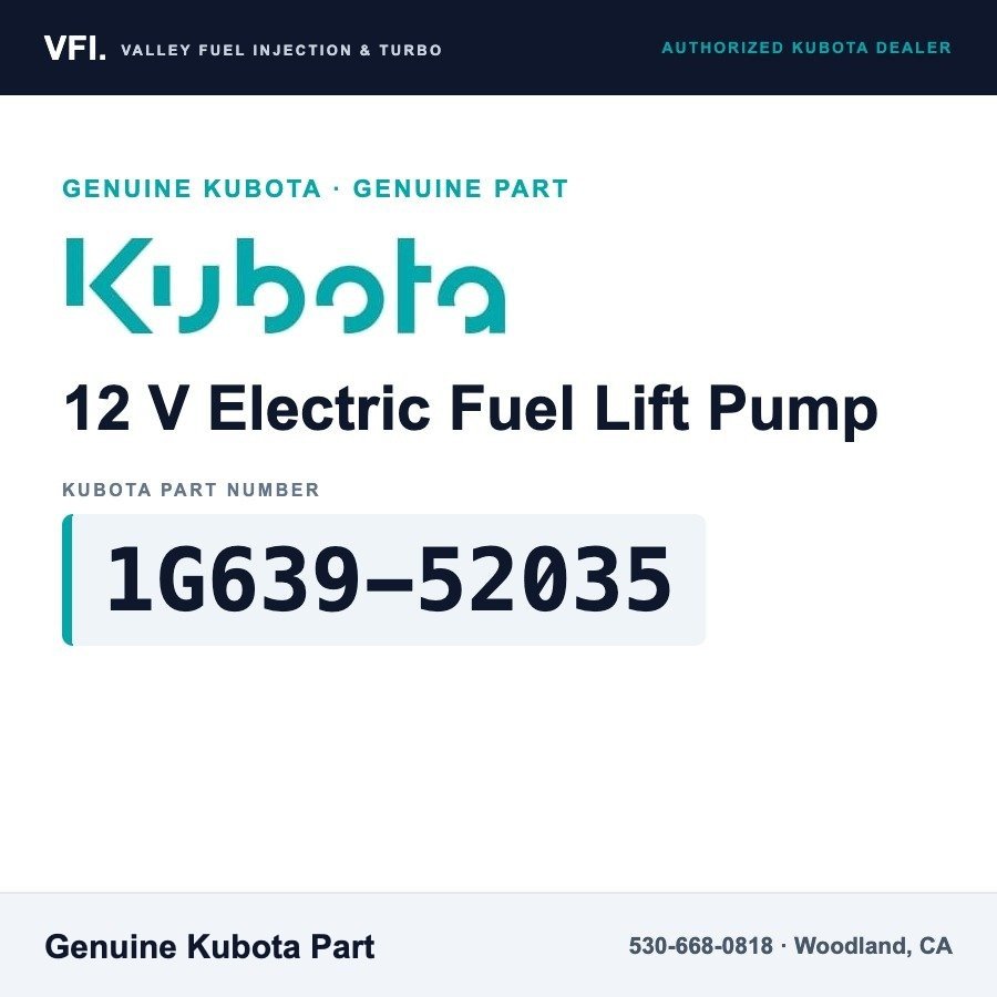 Kubota 1G639-52035 12 V Electric Fuel Lift Pump for Kubota B3350HSD