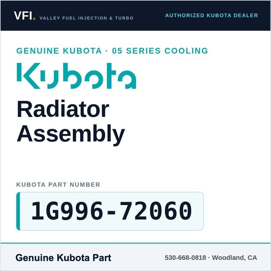 Kubota D905 D1005 D1105 D1305 Radiator Assembly 1G996-72060 (Genuine)